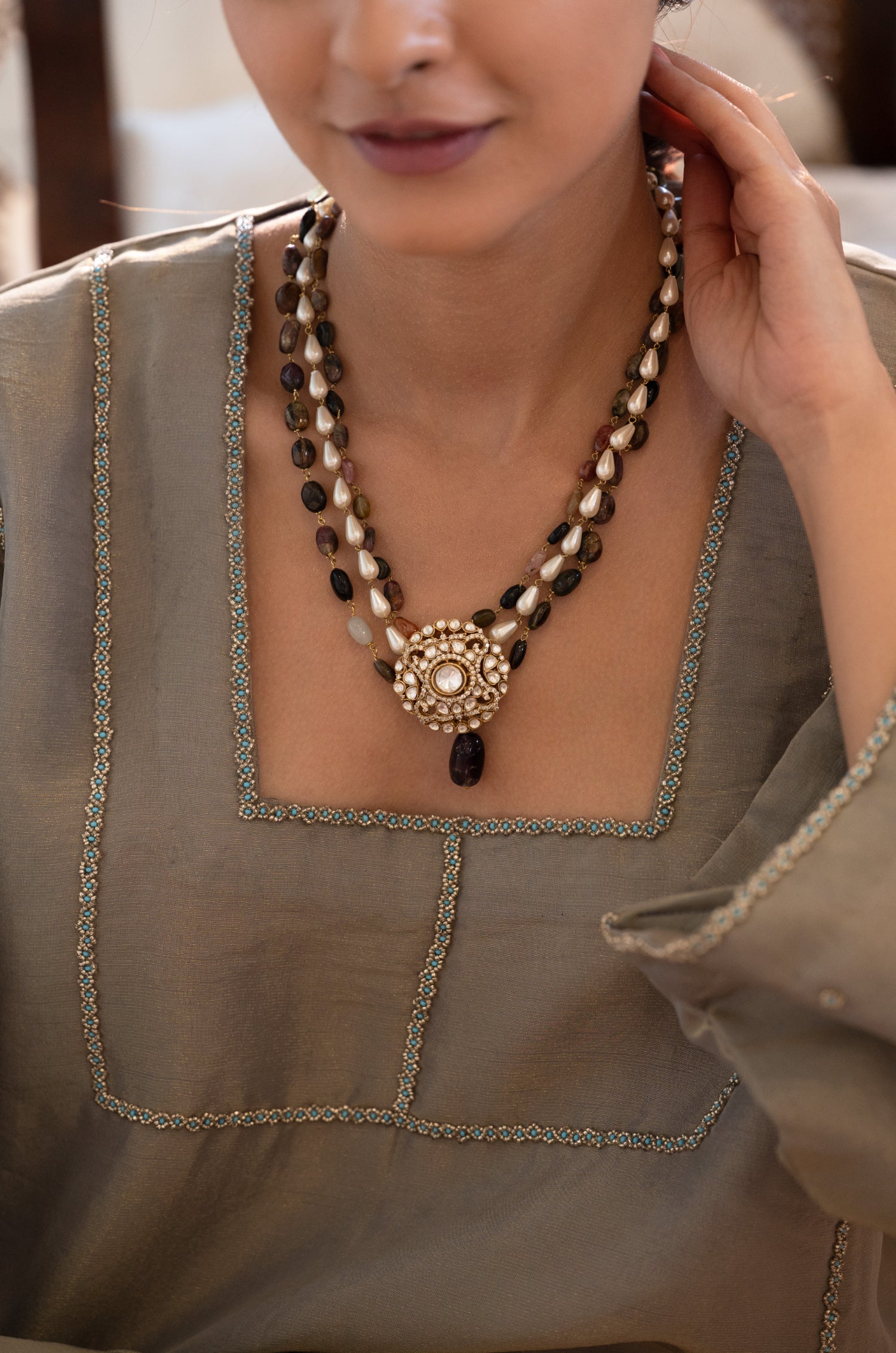 Grisha Multicolored Polki Necklace