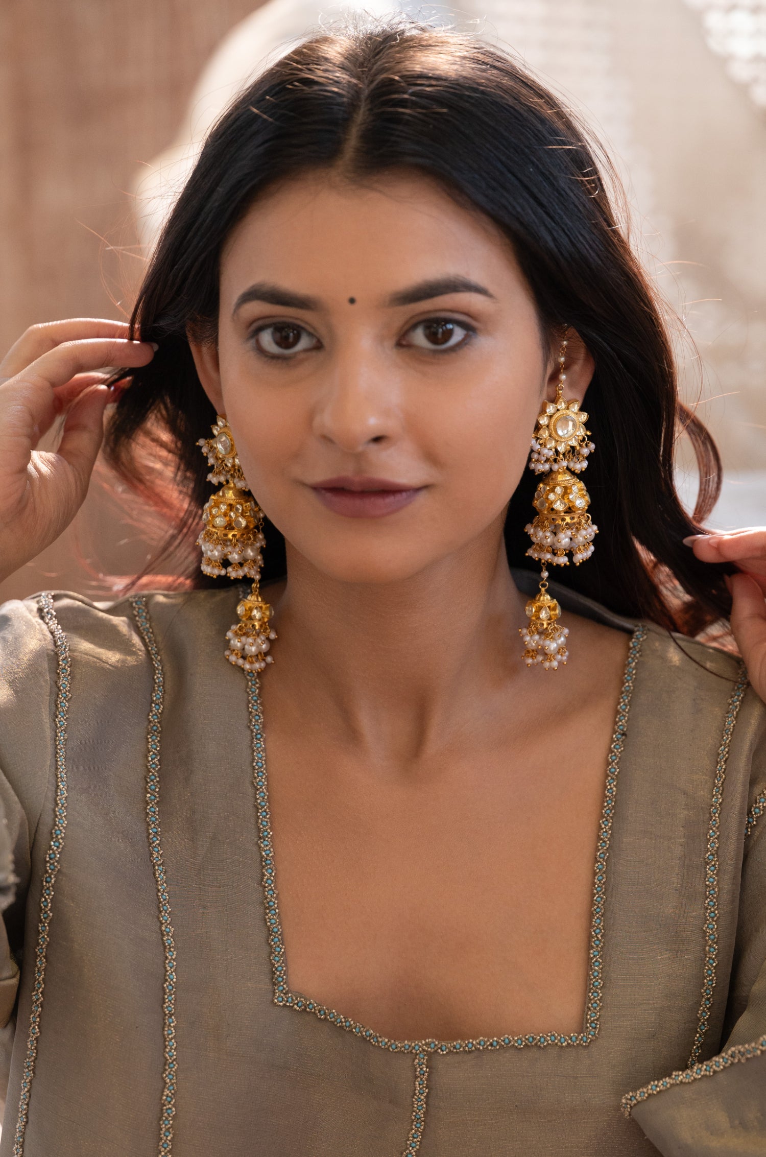 Samantha Kundan Jhumka Earrings
