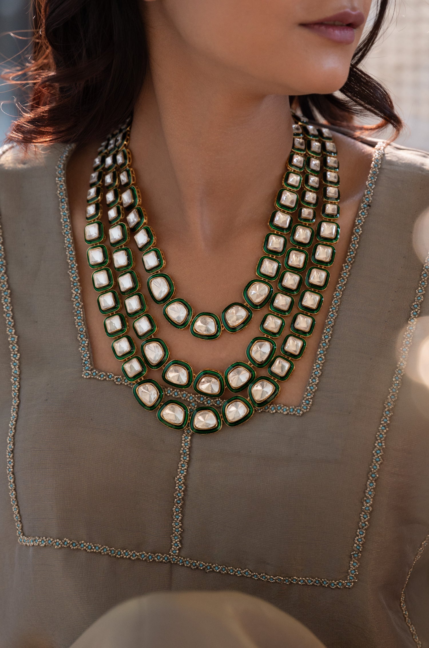 Giana Green Polki Necklace Set