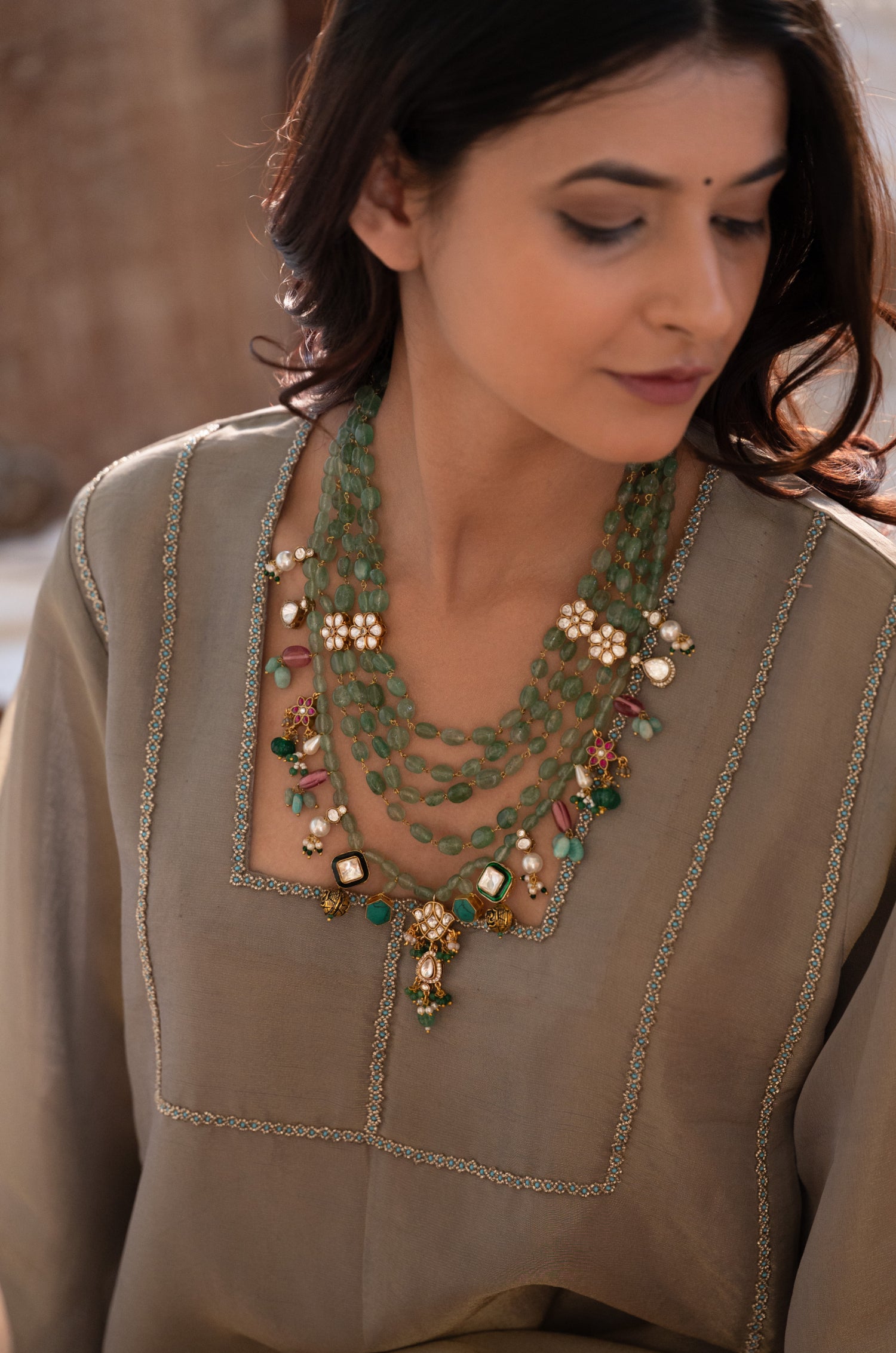 Shairana Multicolored Polki Necklace