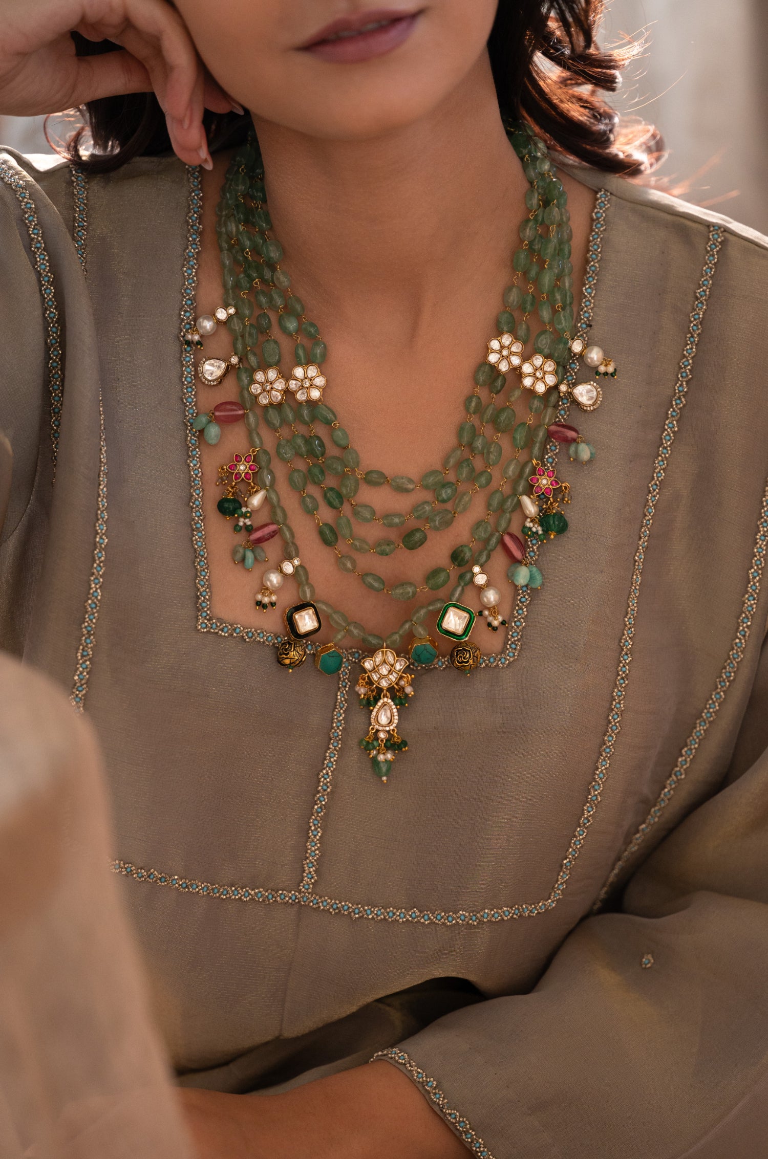 Shairana Multicolored Polki Necklace