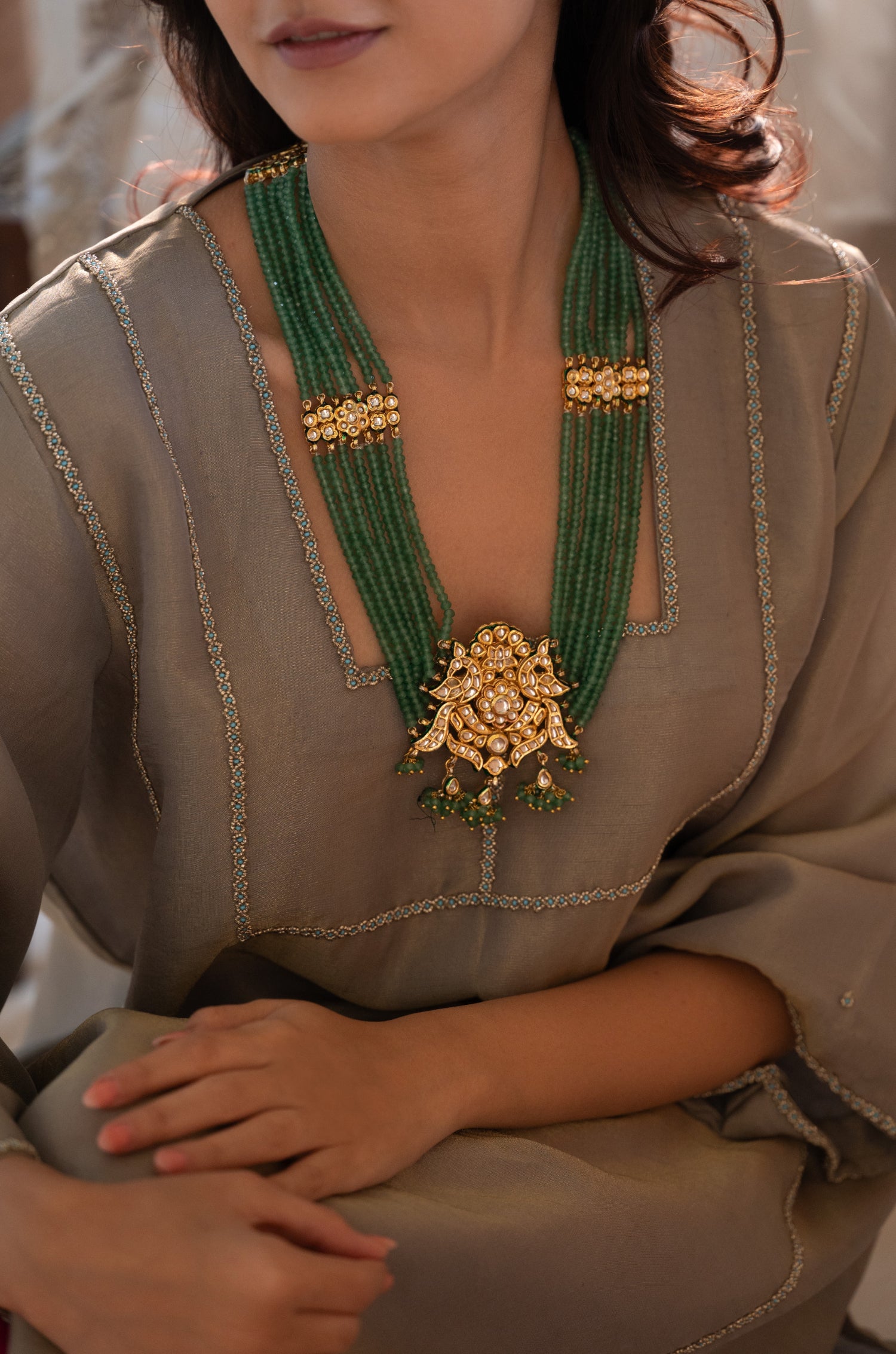 Lavina Mint Kundan Necklace