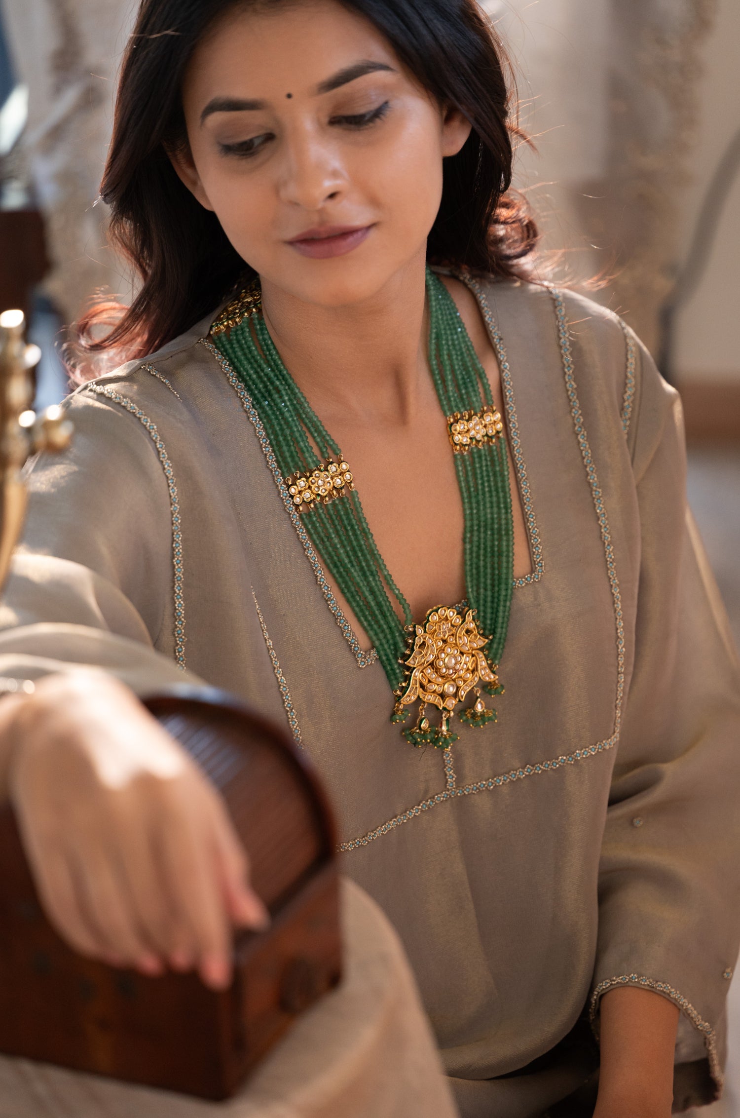 Lavina Mint Kundan Necklace