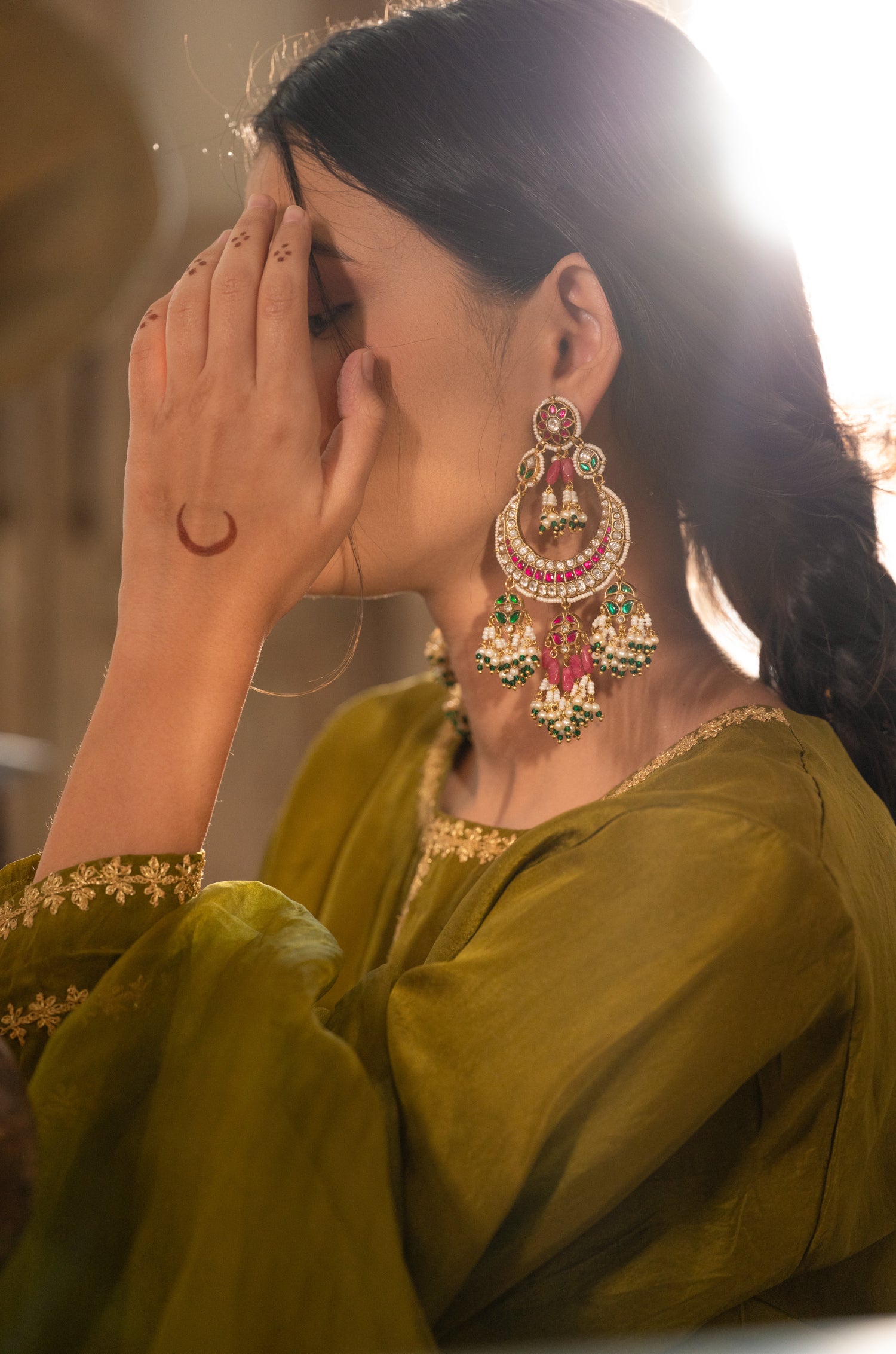 Vidanti Kundan Chandbali Earrings