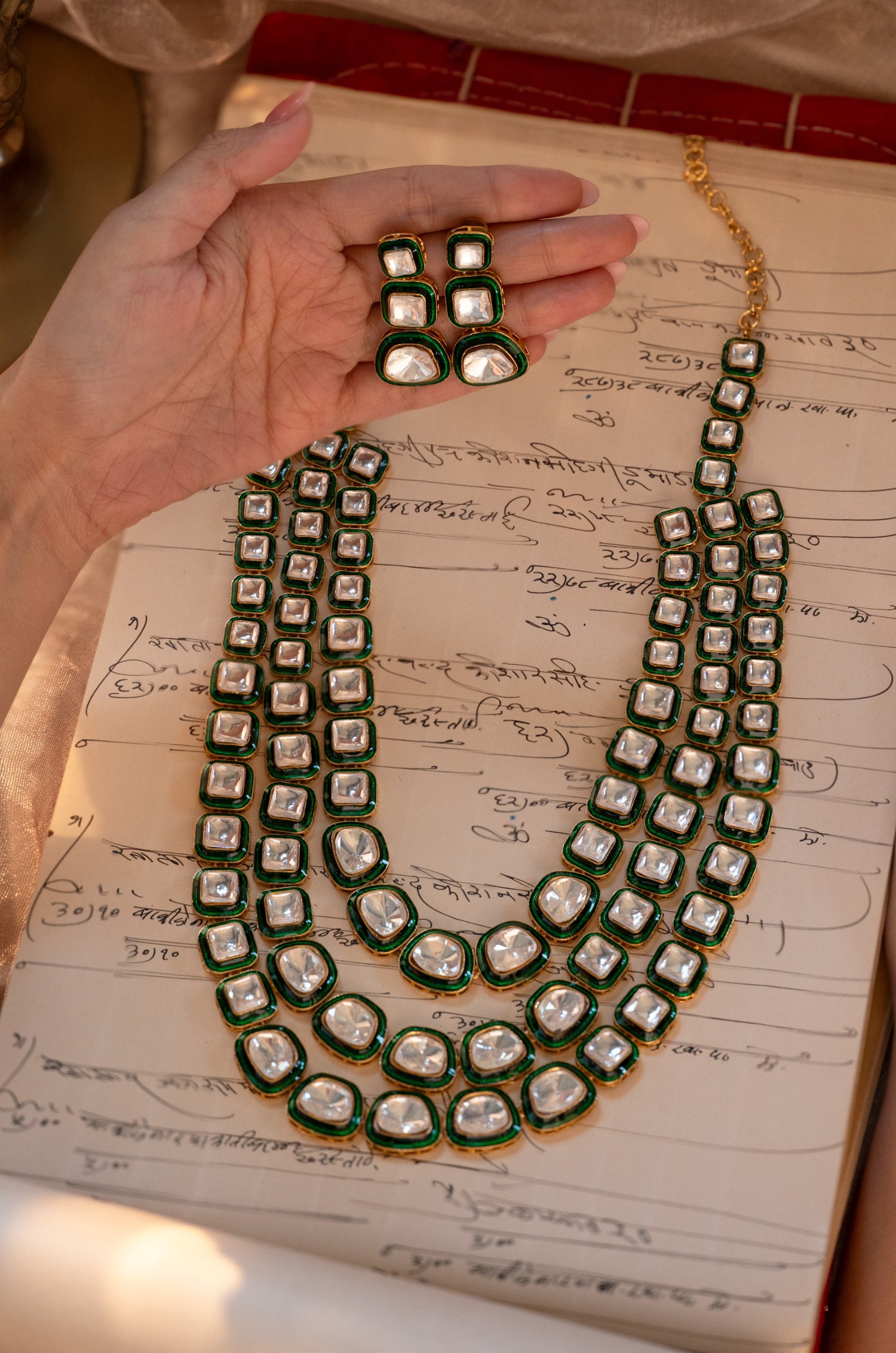 Giana Green Polki Necklace Set