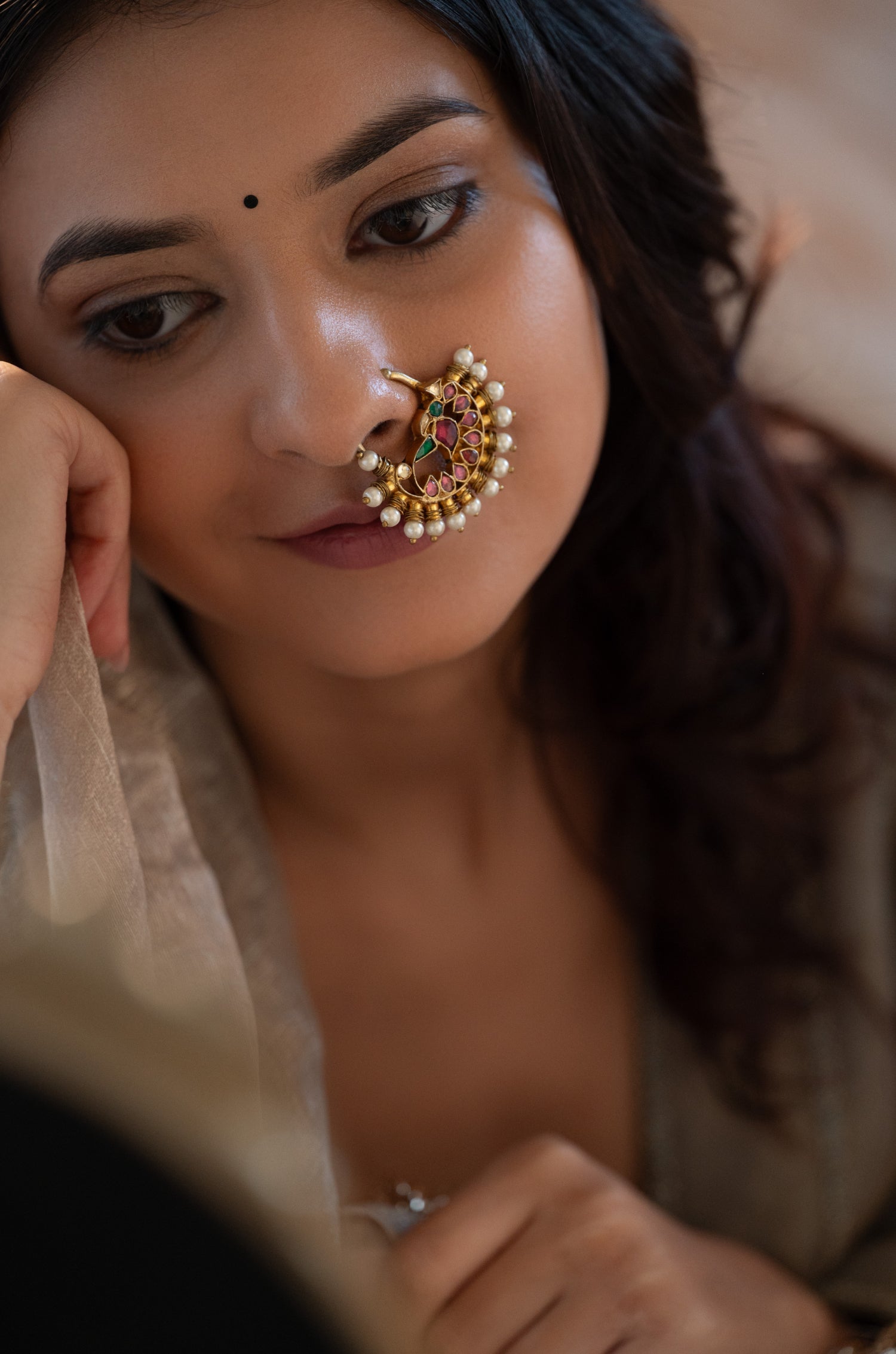 Taira Pink Kundan Nosepin