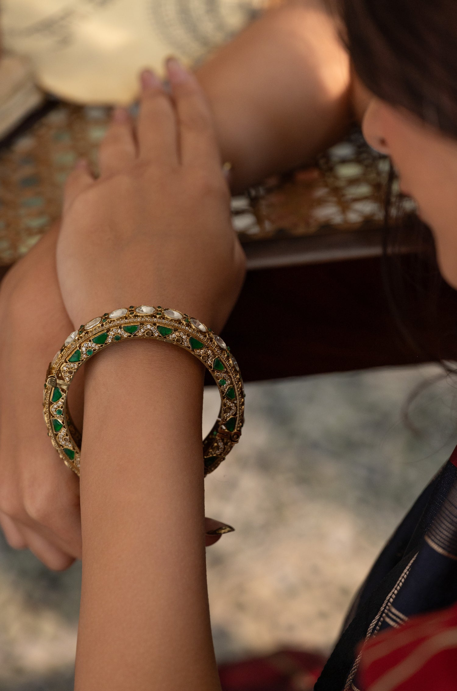 Orry Green Polki Bangle