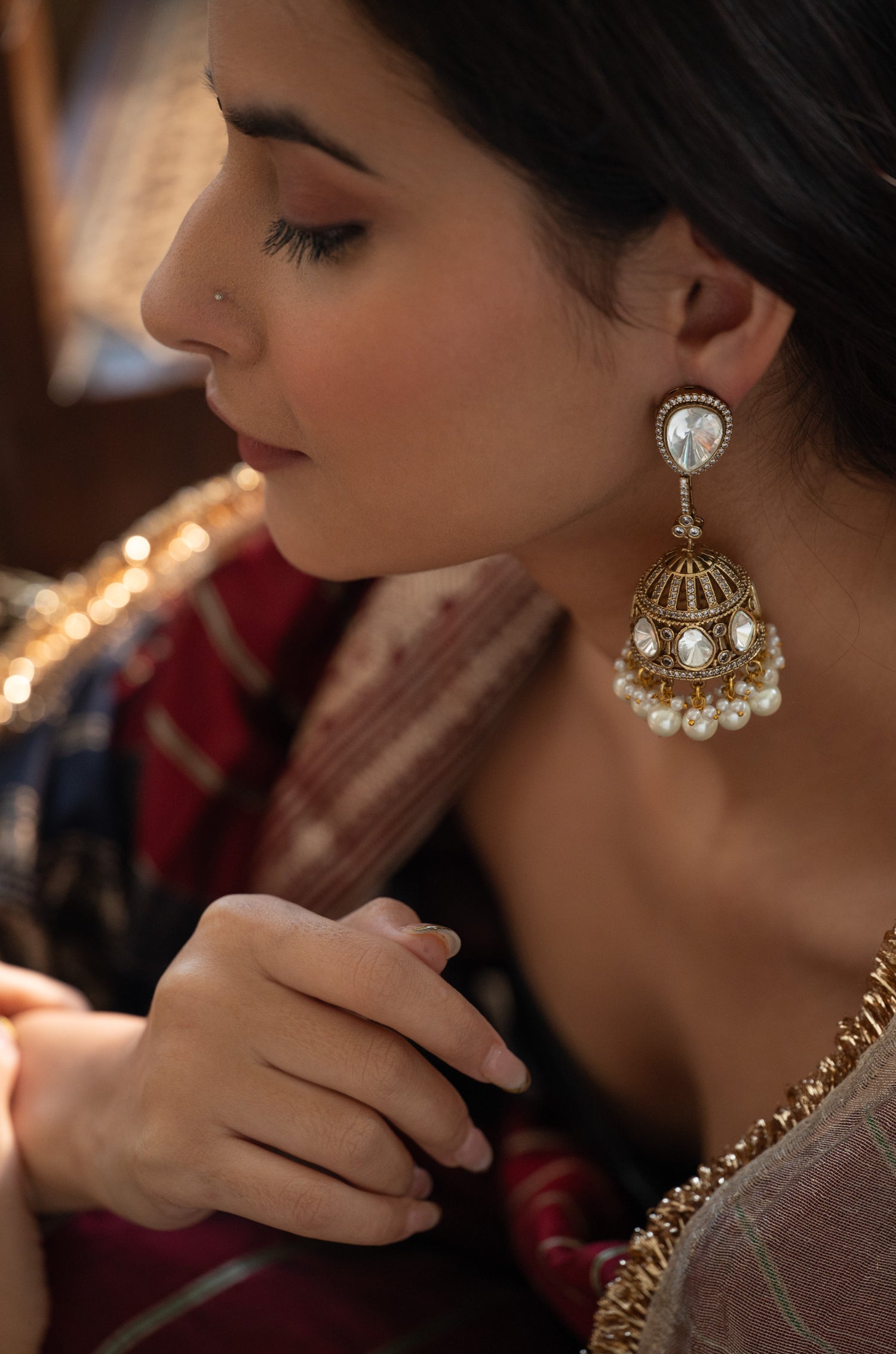 Urvi Victorian Polki Jhumka Earrings