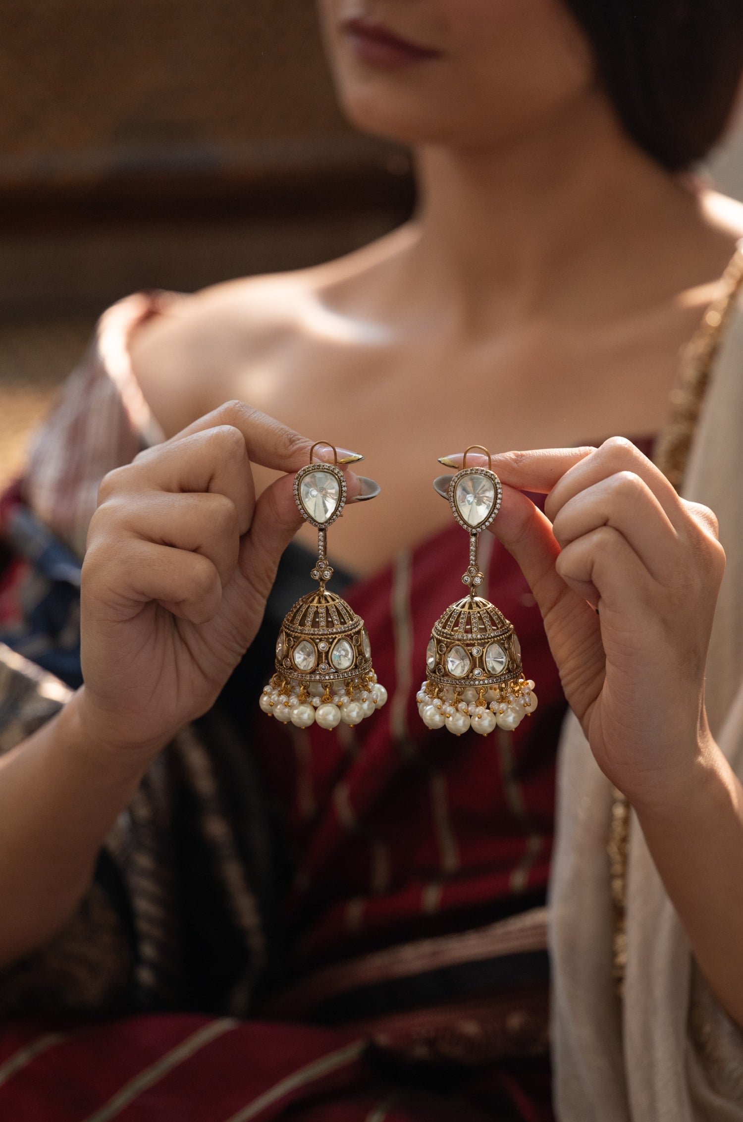 Urvi Victorian Polki Jhumka Earrings