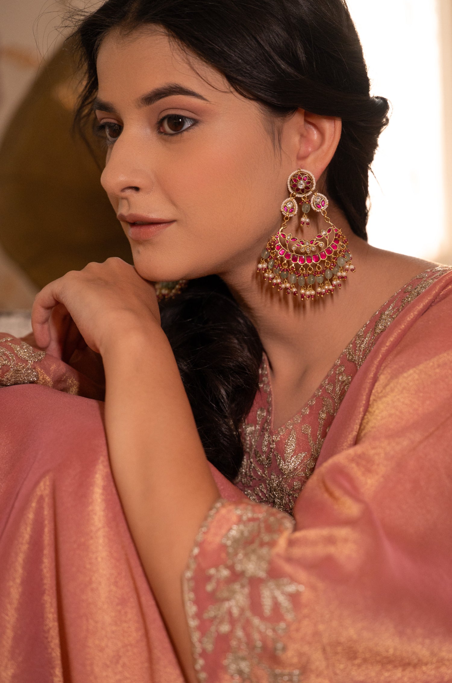 Jivanta Kundan Chandbali Earrings