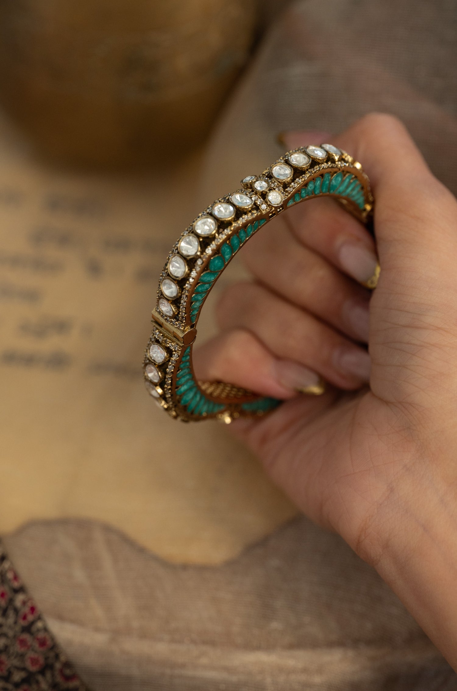 Kamakshi Turquoise Polki Bangle