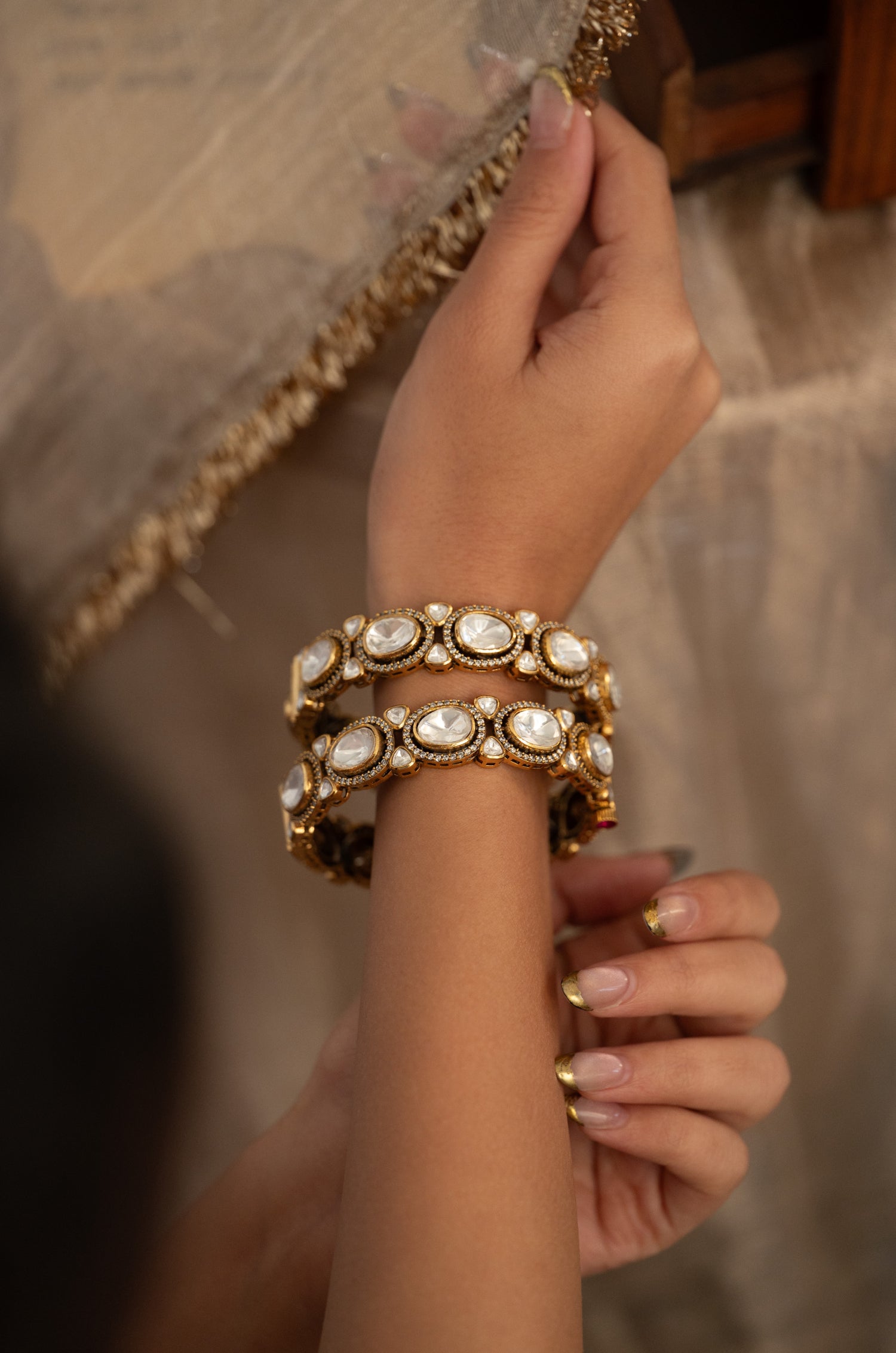 Noreen Victorian Polki Bangles- Set of 2