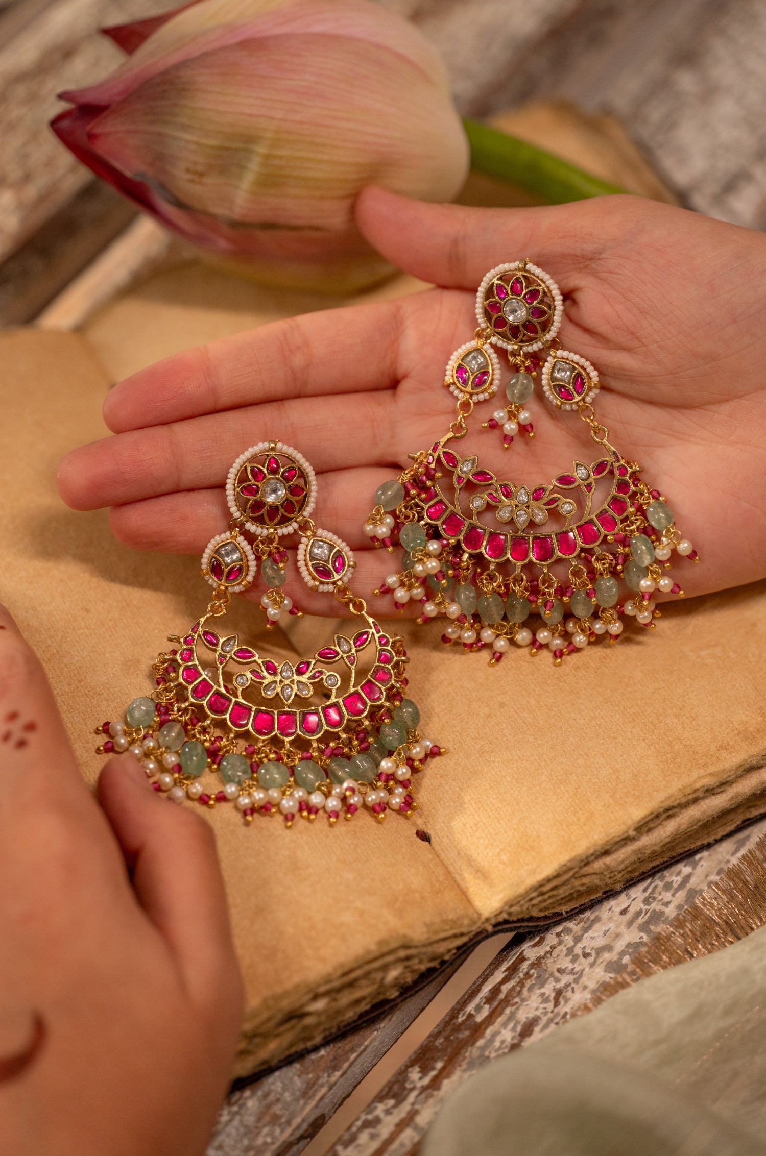 Jivanta Kundan Chandbali Earrings