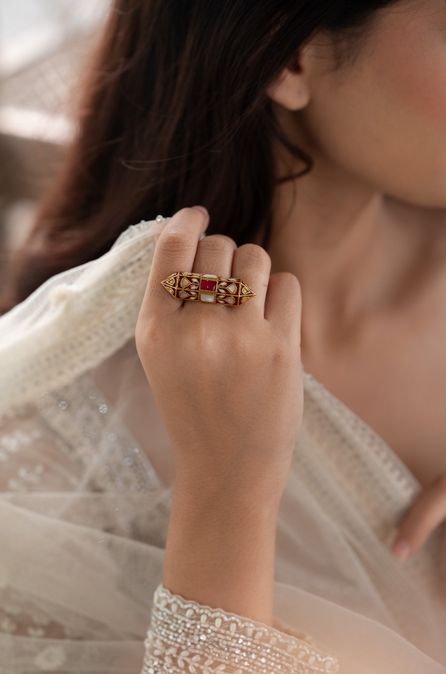 Ishika Red Fine Silver Ring
