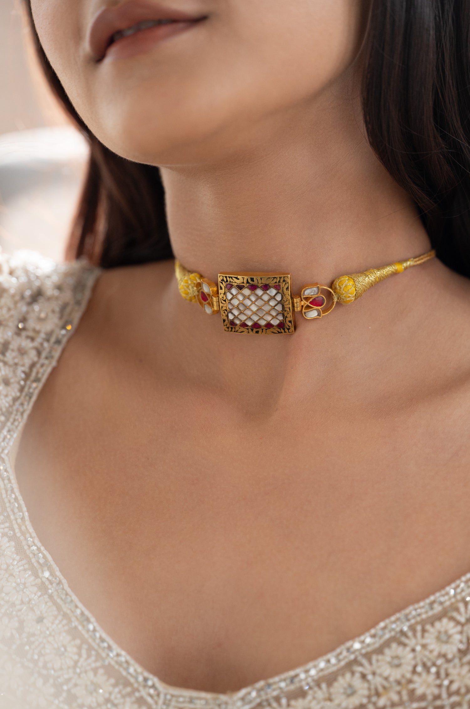 Rashmika Fine Silver Mother of Pearl Necklace