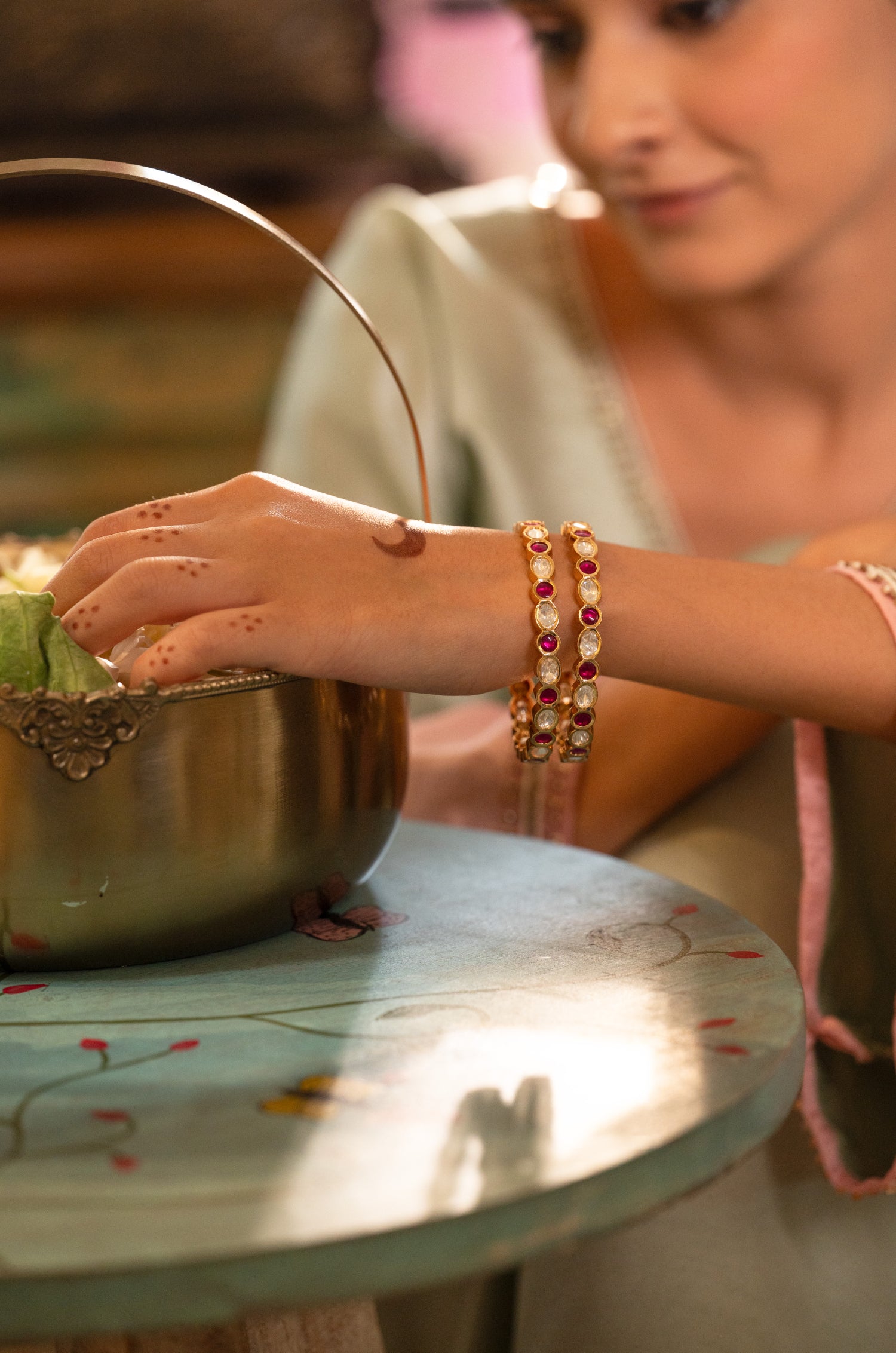 Neha Red Polki Bangles - Set of 2
