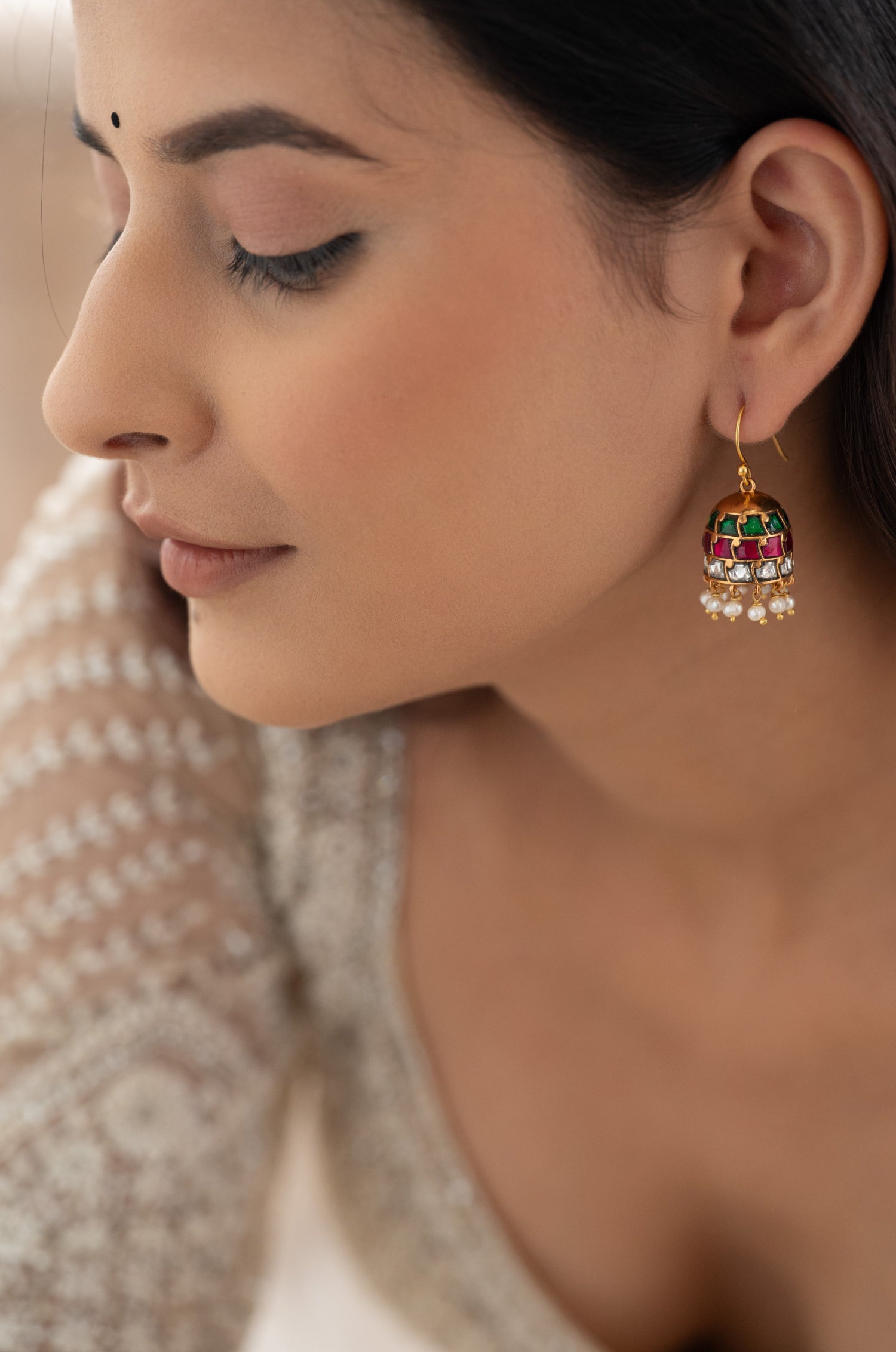 Sarah Fine Silver Jhumki Earrings
