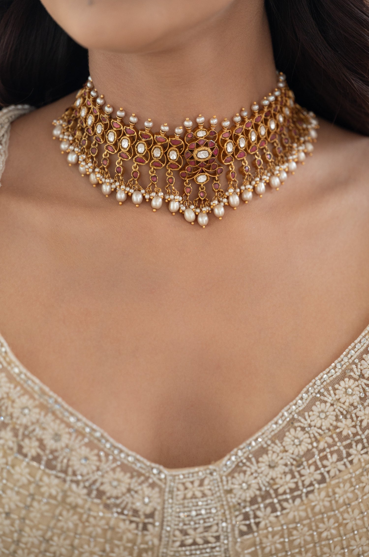 Mayuri Red Fine Silver Necklace Set