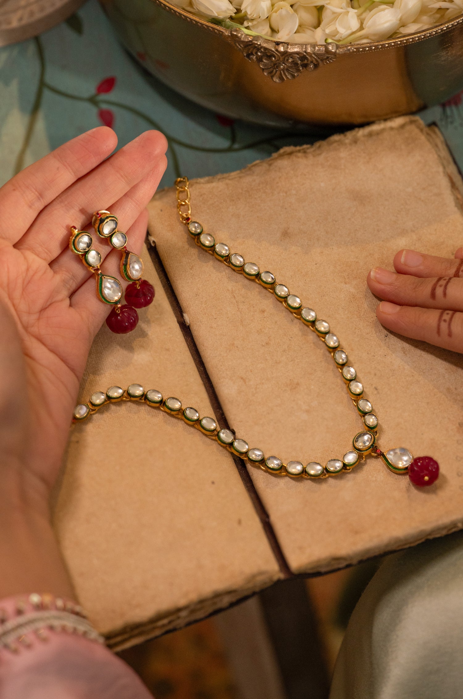 Ariya Red Kundan Necklace Set