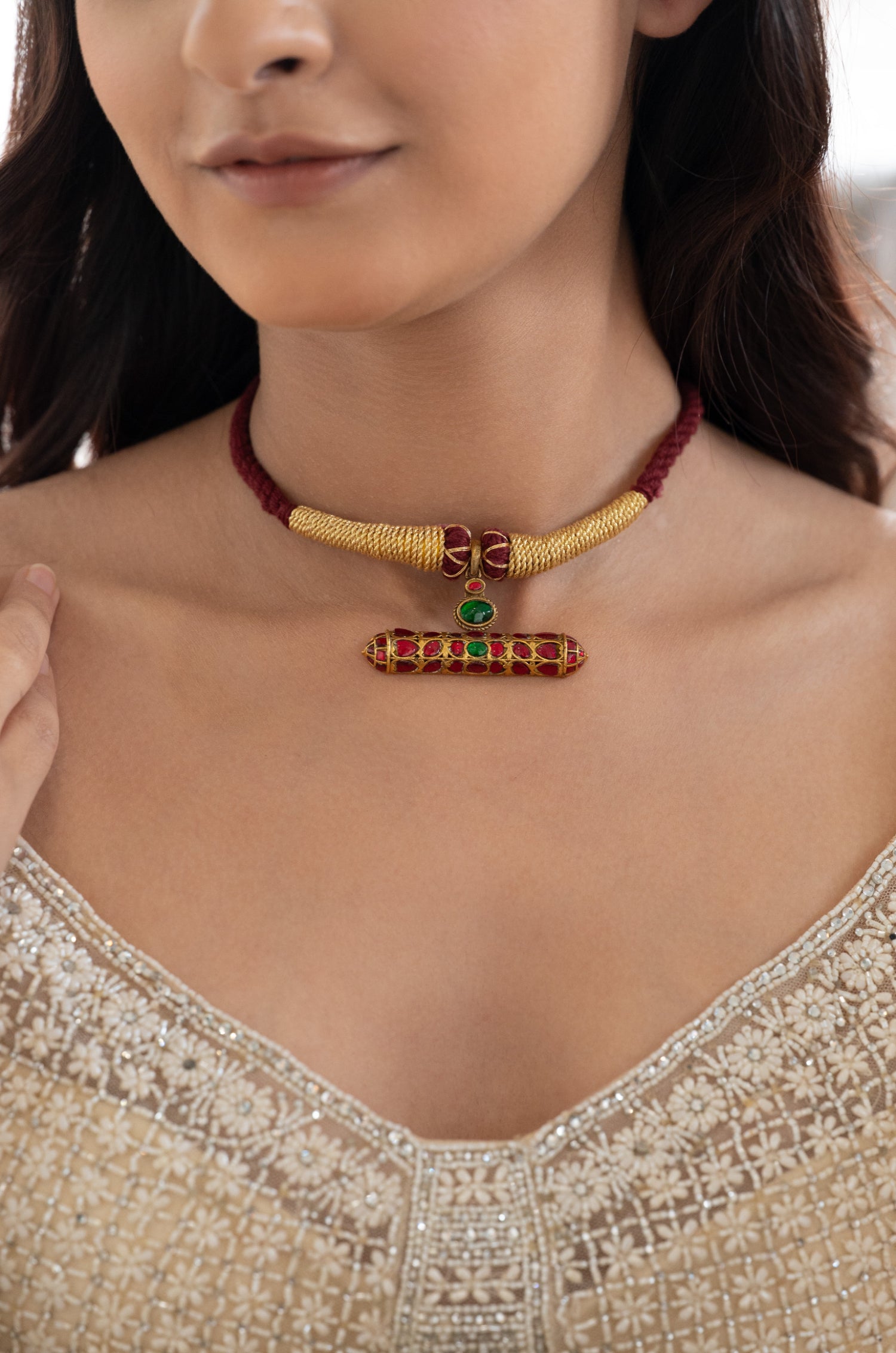 Seerisha Fine Silver Meenakari Necklace