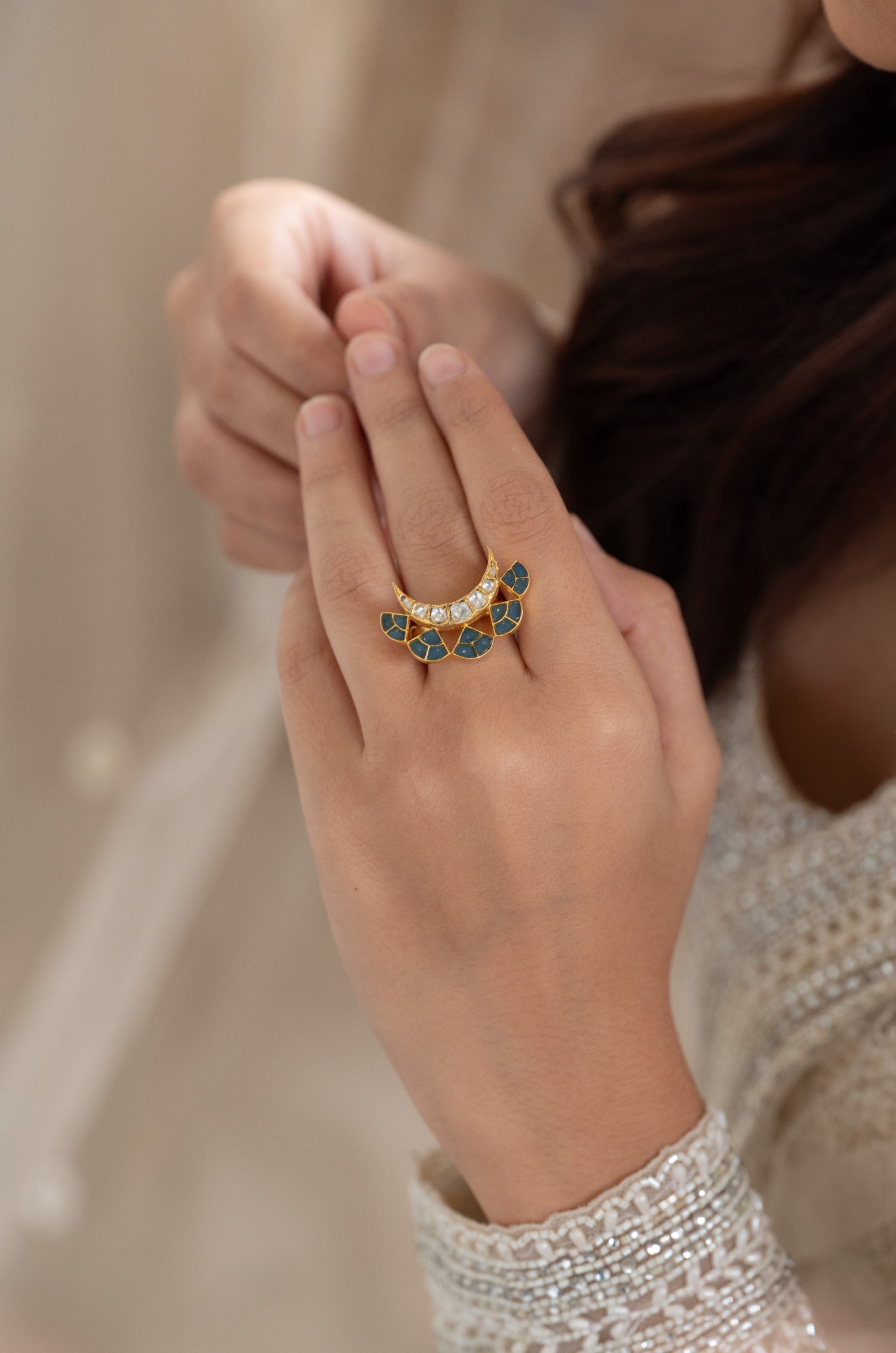 Chaand Fine Silver Aqua Ring