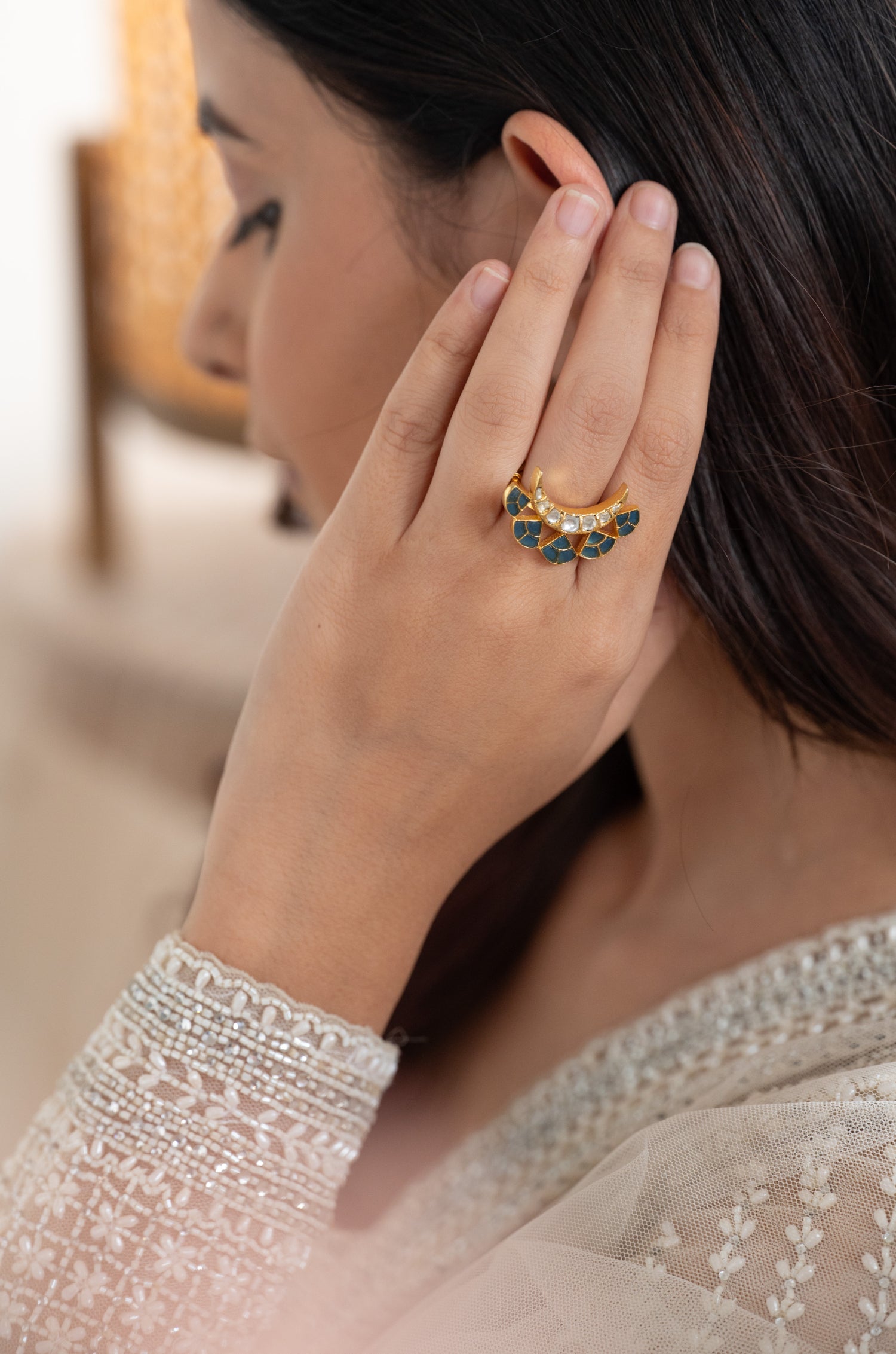 Chaand Fine Silver Aqua Ring