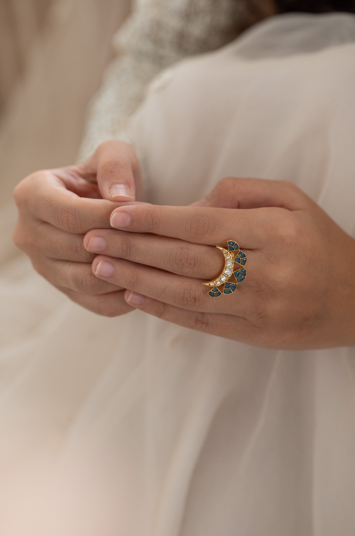 Chaand Fine Silver Aqua Ring