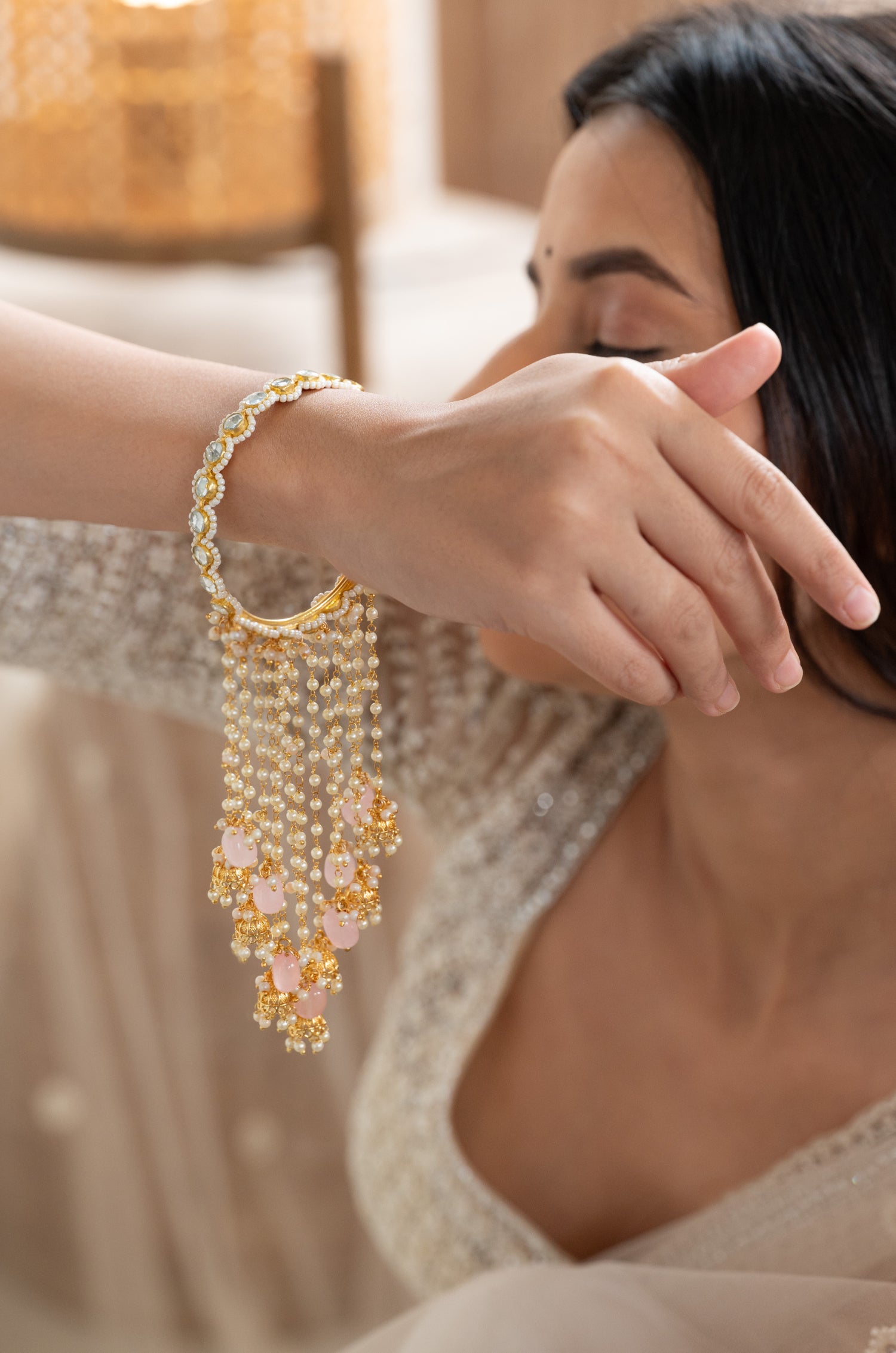 Rashika Kundan And Pearls Kalira Bangles - Set of 2