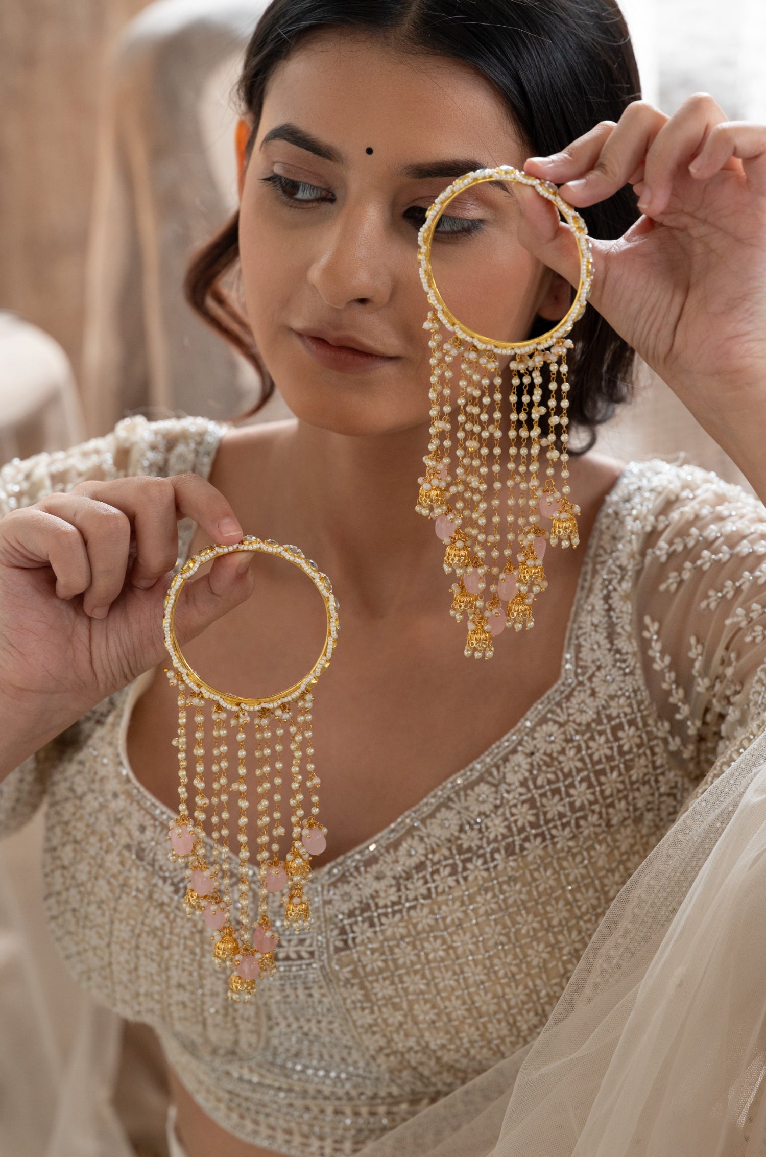 Rashika Kundan And Pearls Kalira Bangles - Set of 2
