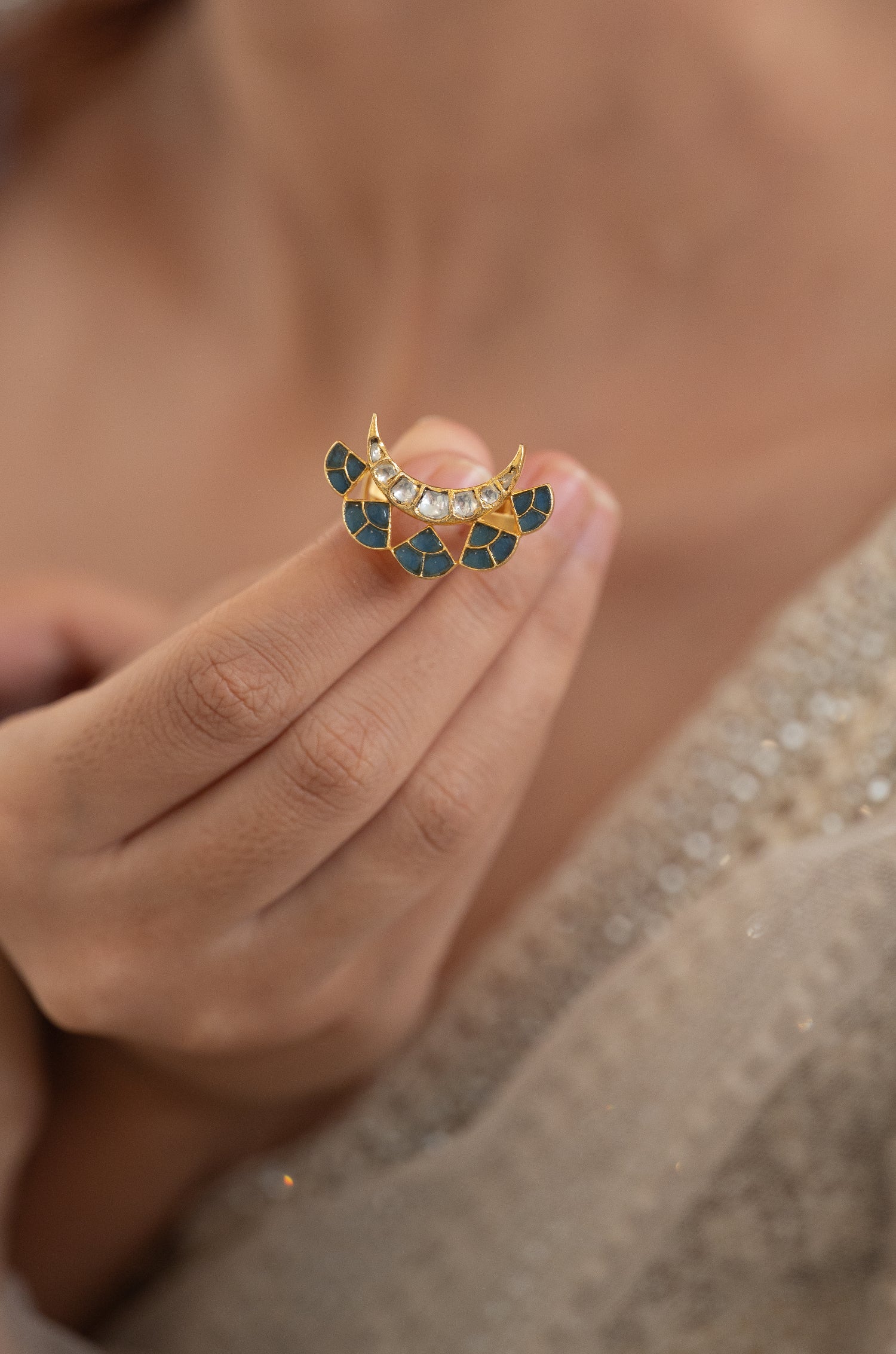 Chaand Fine Silver Aqua Ring