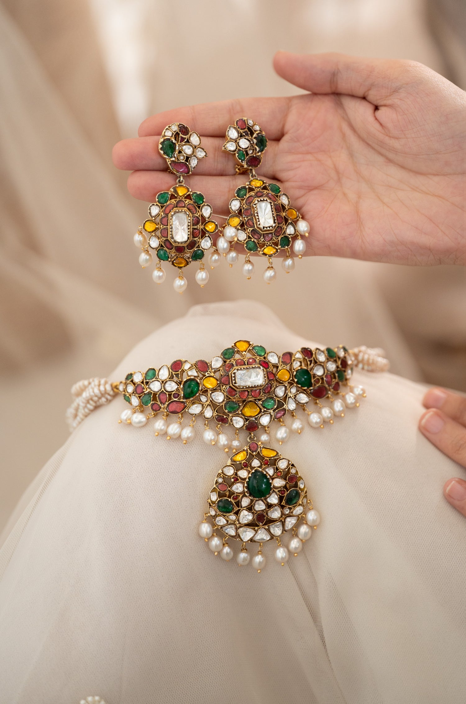 Hania Multicolored Fine Silver Necklace Set