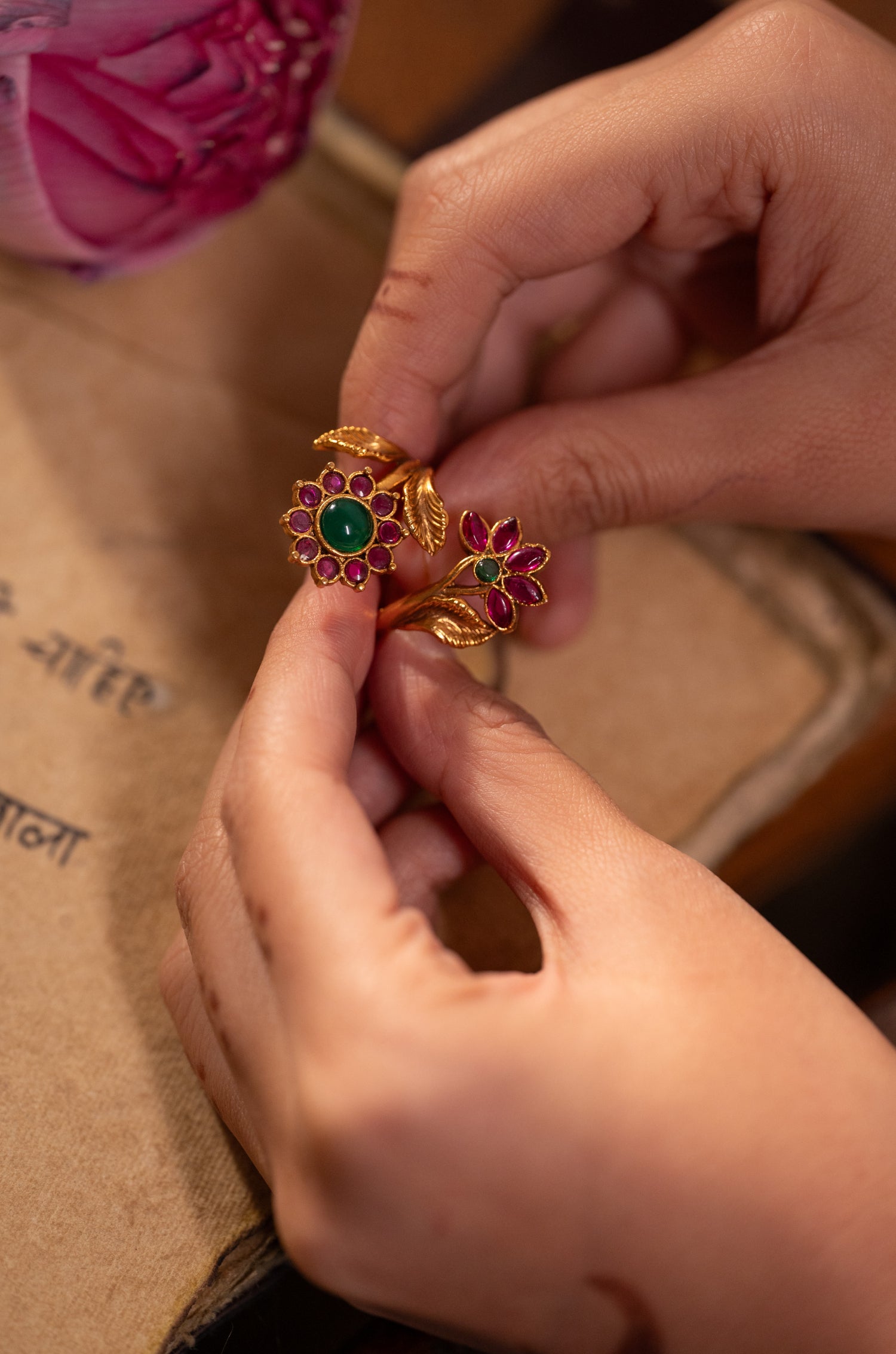 Sunaina Floral Pink Ring