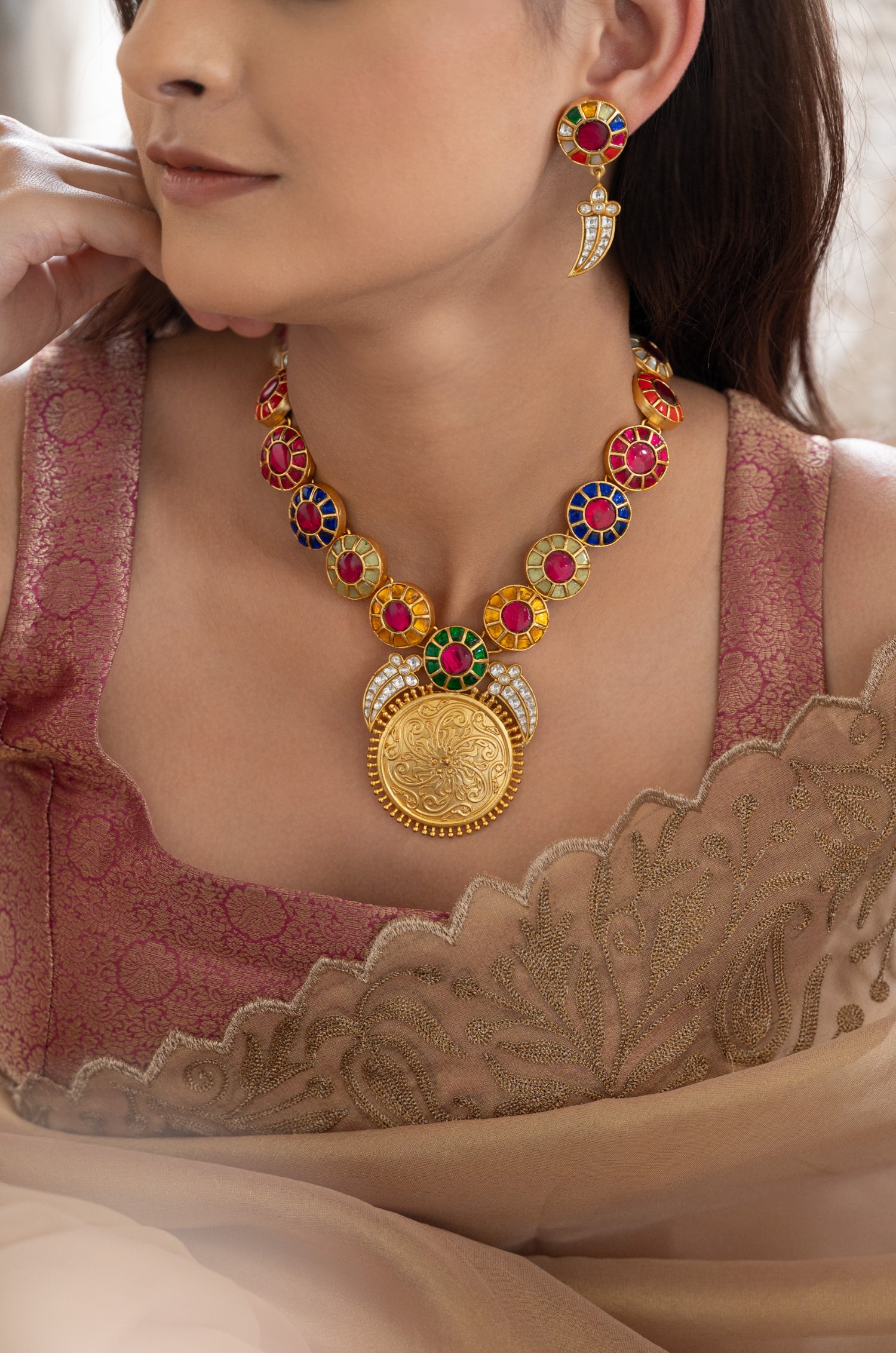 Hemani Multicolored Kundan Necklace Set