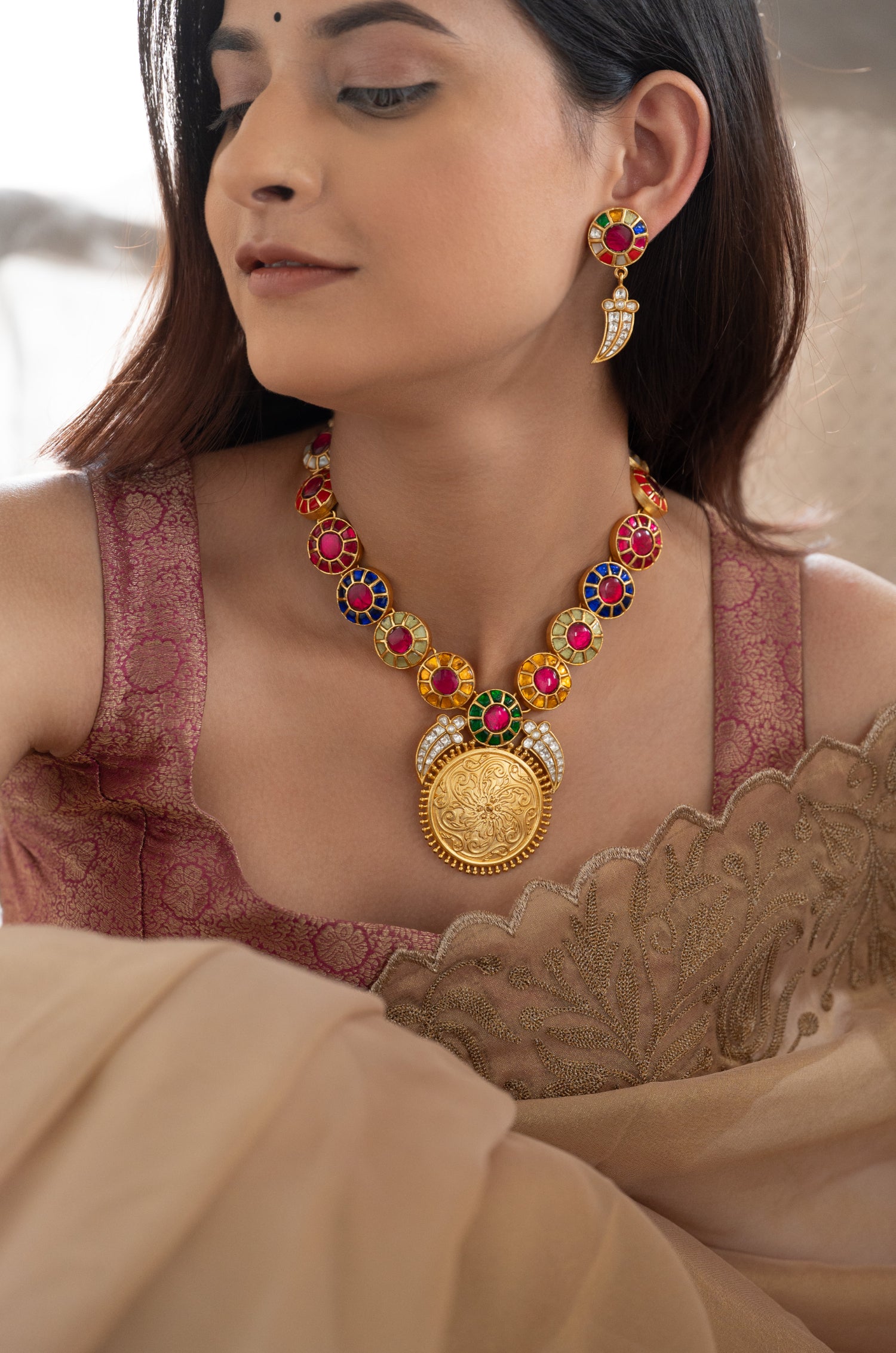 Hemani Multicolored Kundan Necklace Set