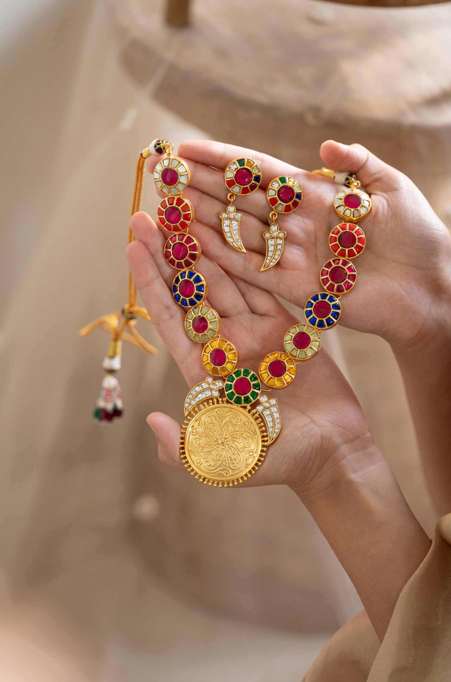 Hemani Multicolored Kundan Necklace Set