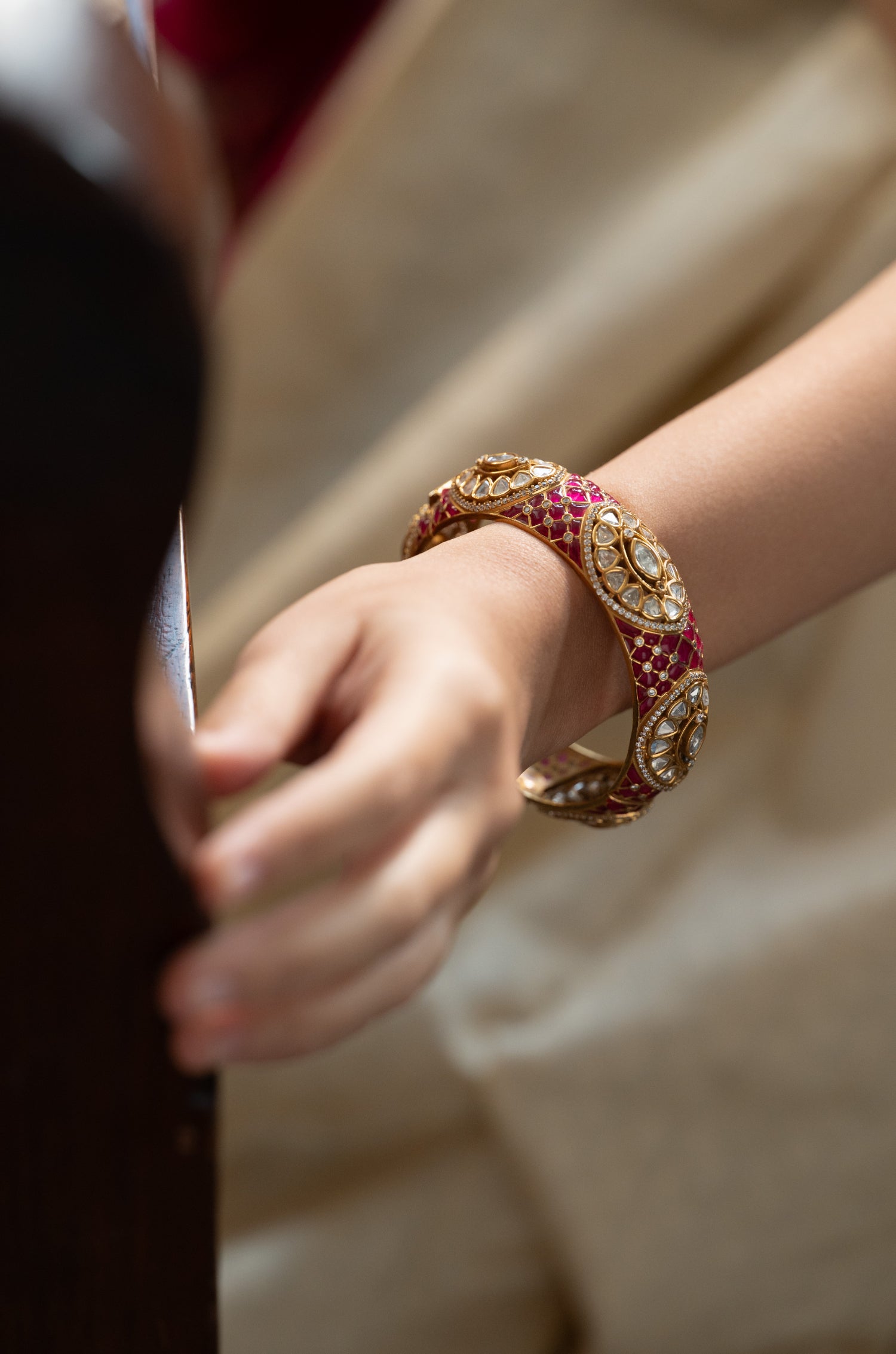 Siddhi Red Victorian Polki Bangle