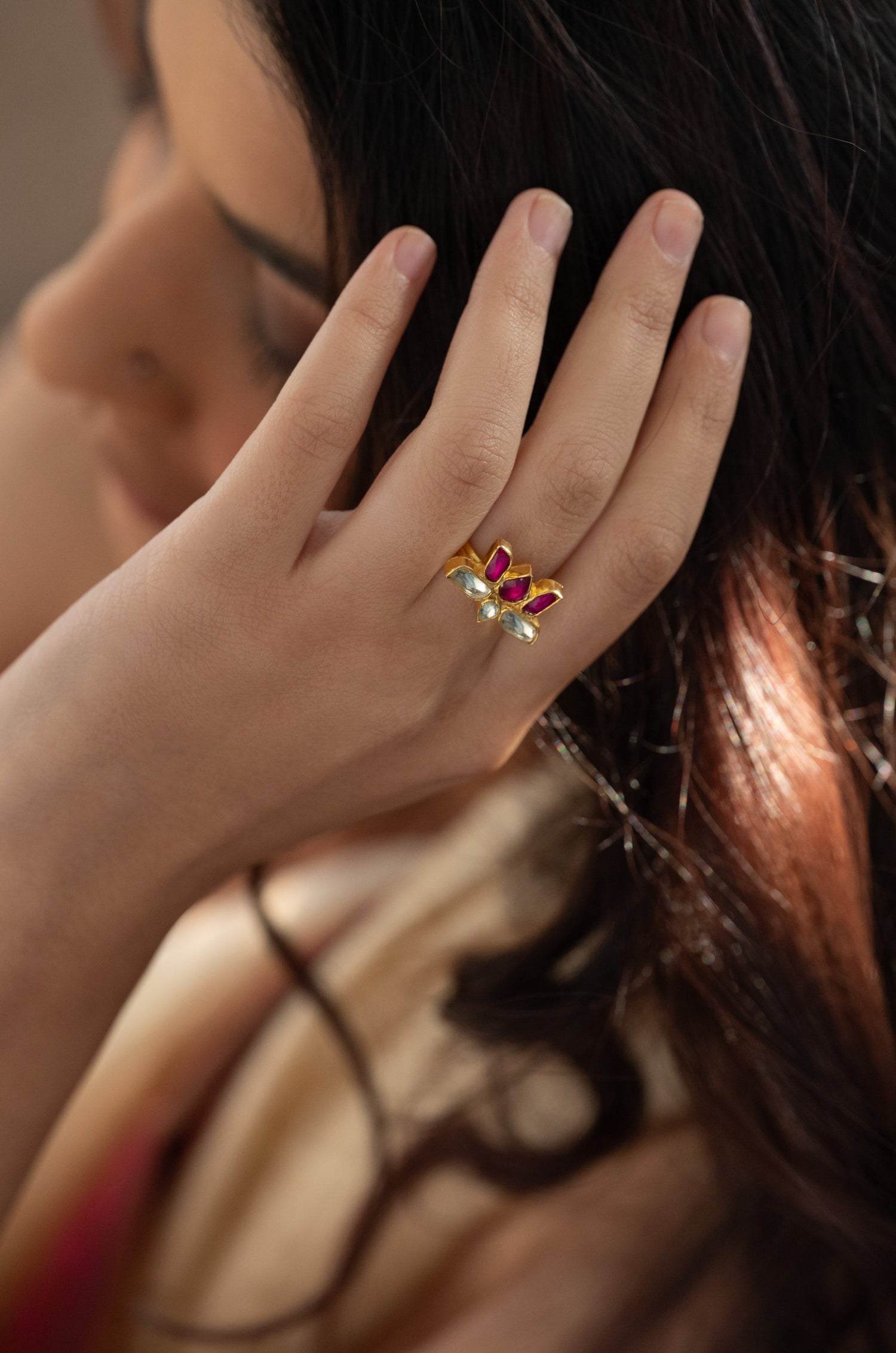 Sneha Lotus Kundan Ring