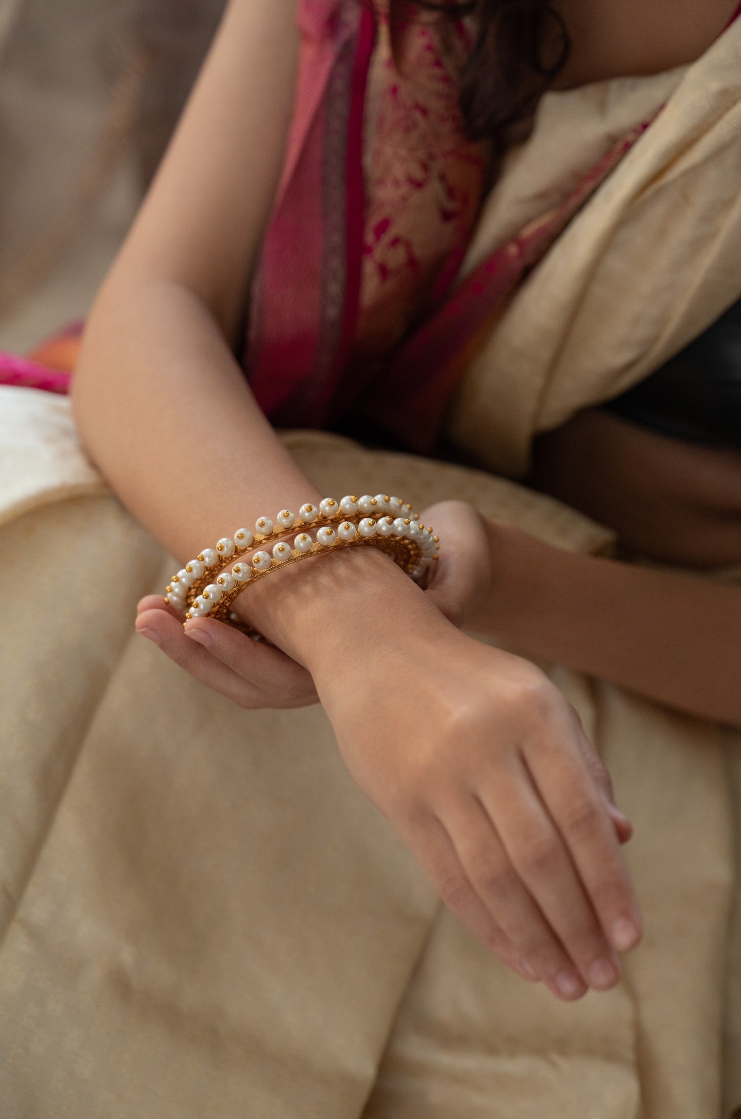 Tarema Gold Plated Pearl Bangles - Set of 2