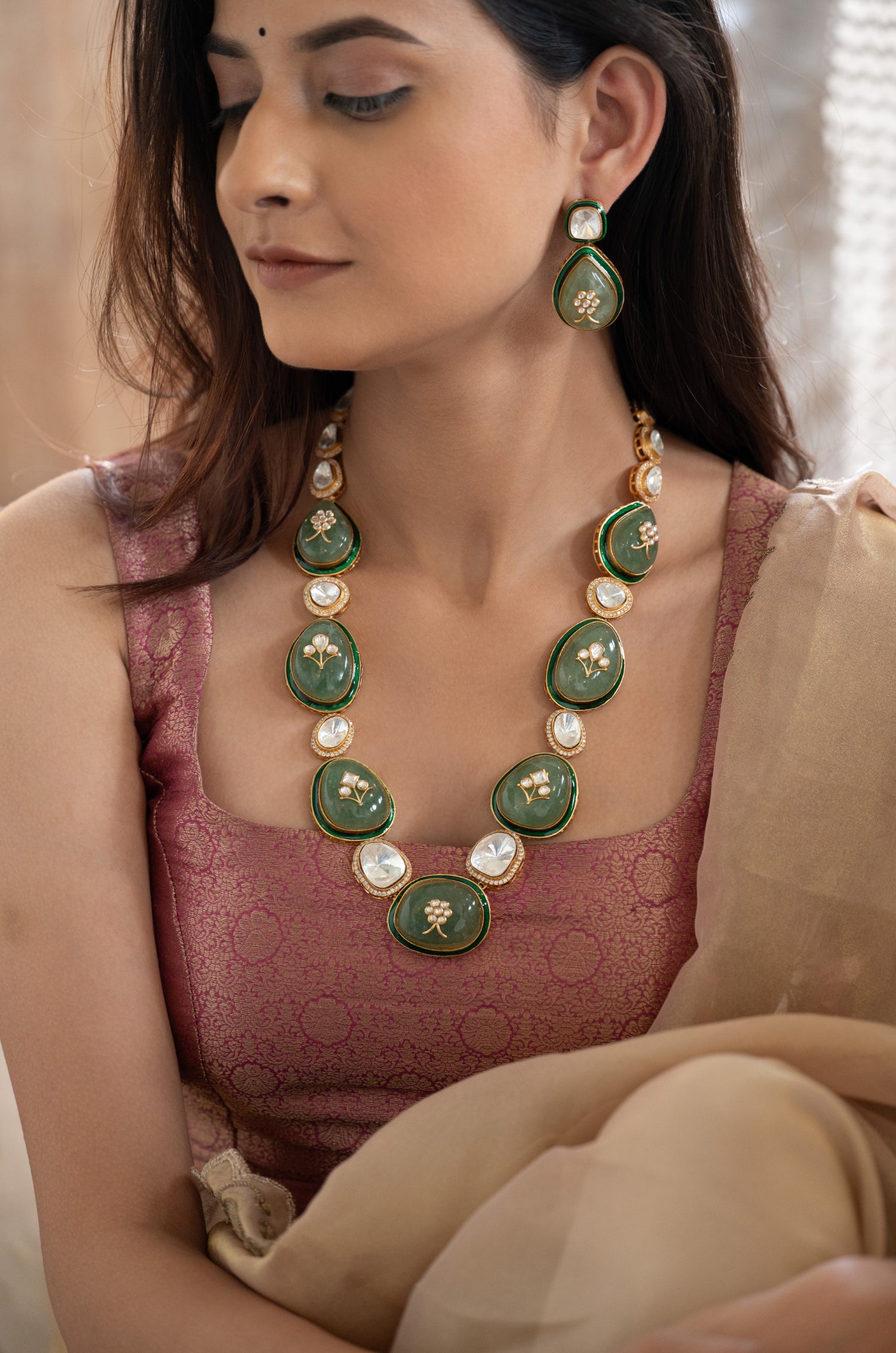 Irika Mint Polki Necklace Set