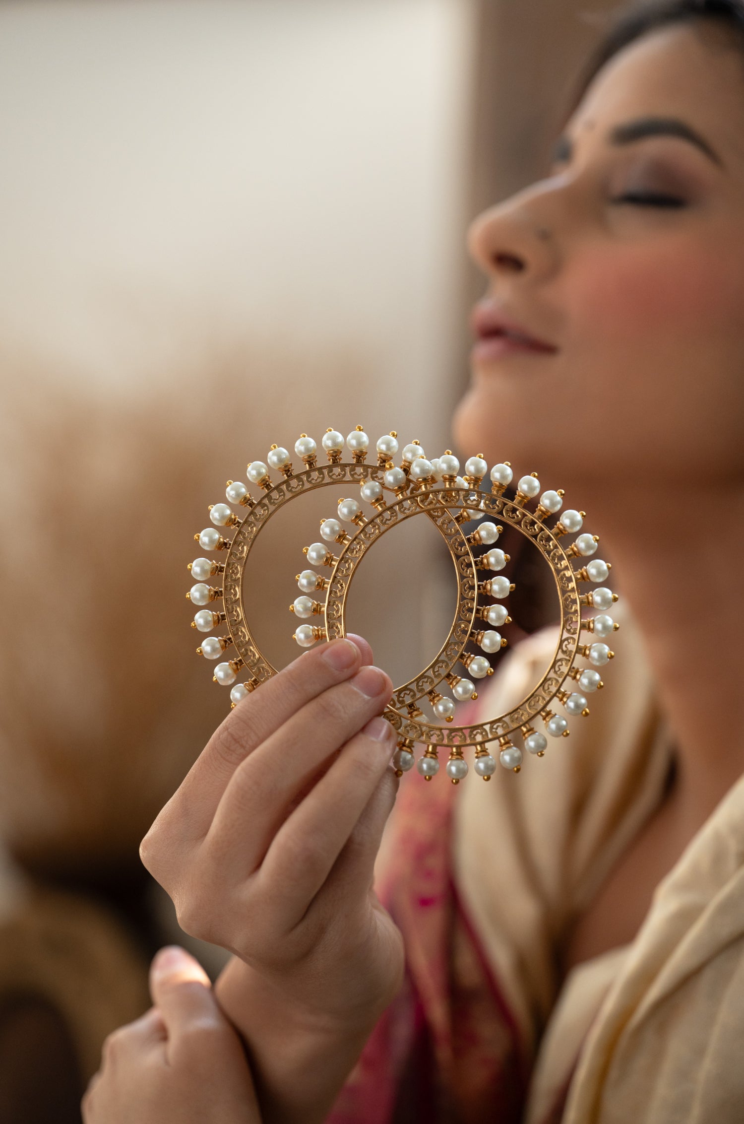 Tarema Gold Plated Pearl Bangles - Set of 2
