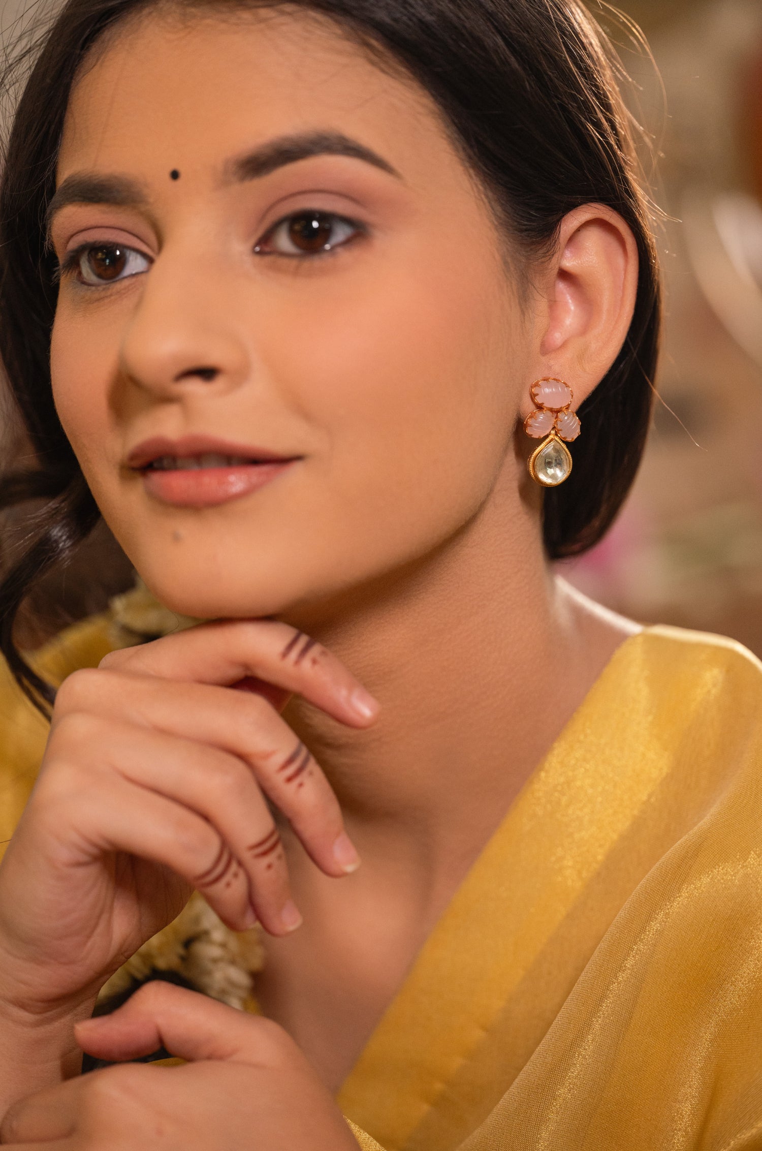 Gargi Pink Kundan Earrings