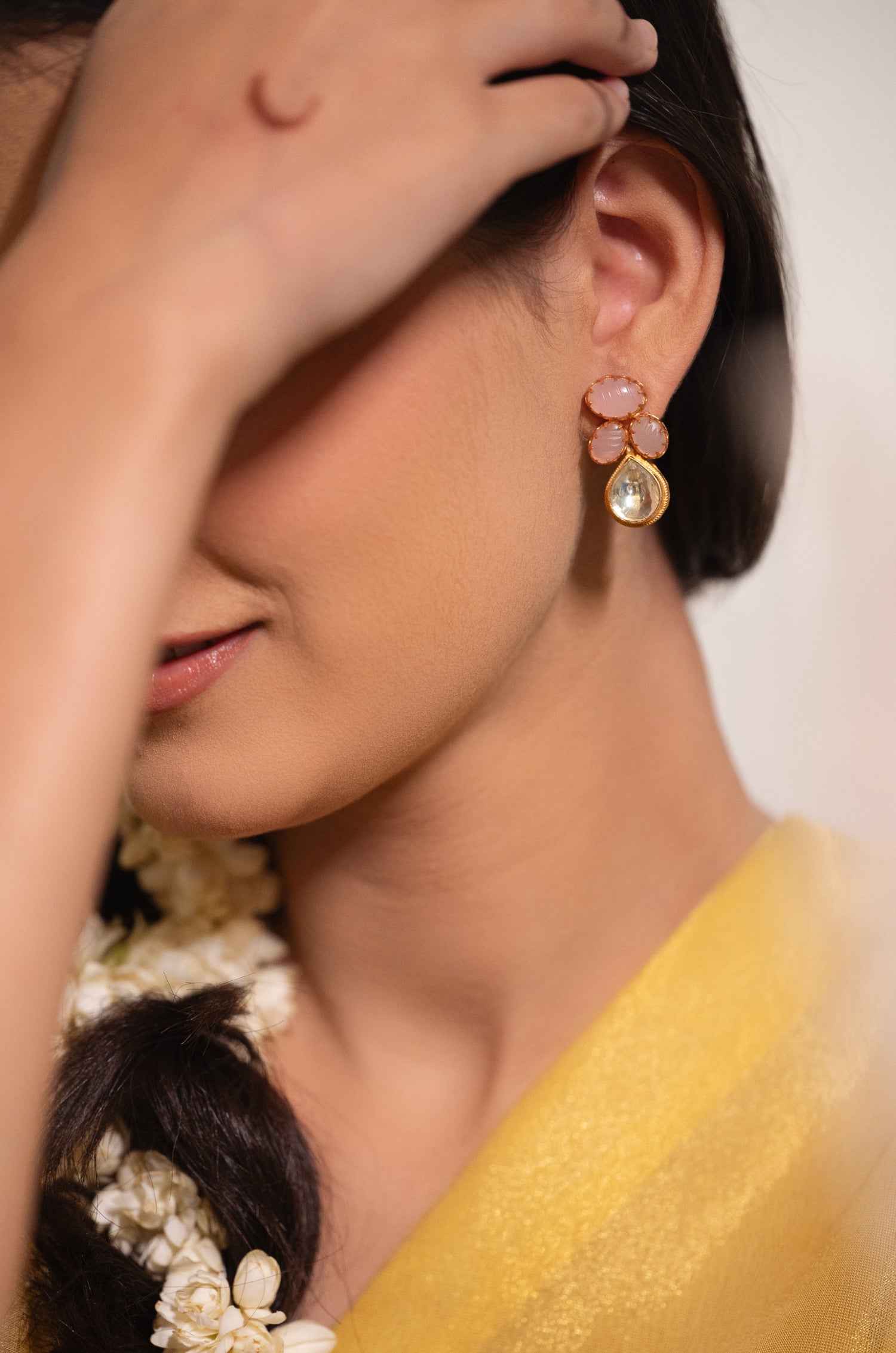 Gargi Pink Kundan Earrings