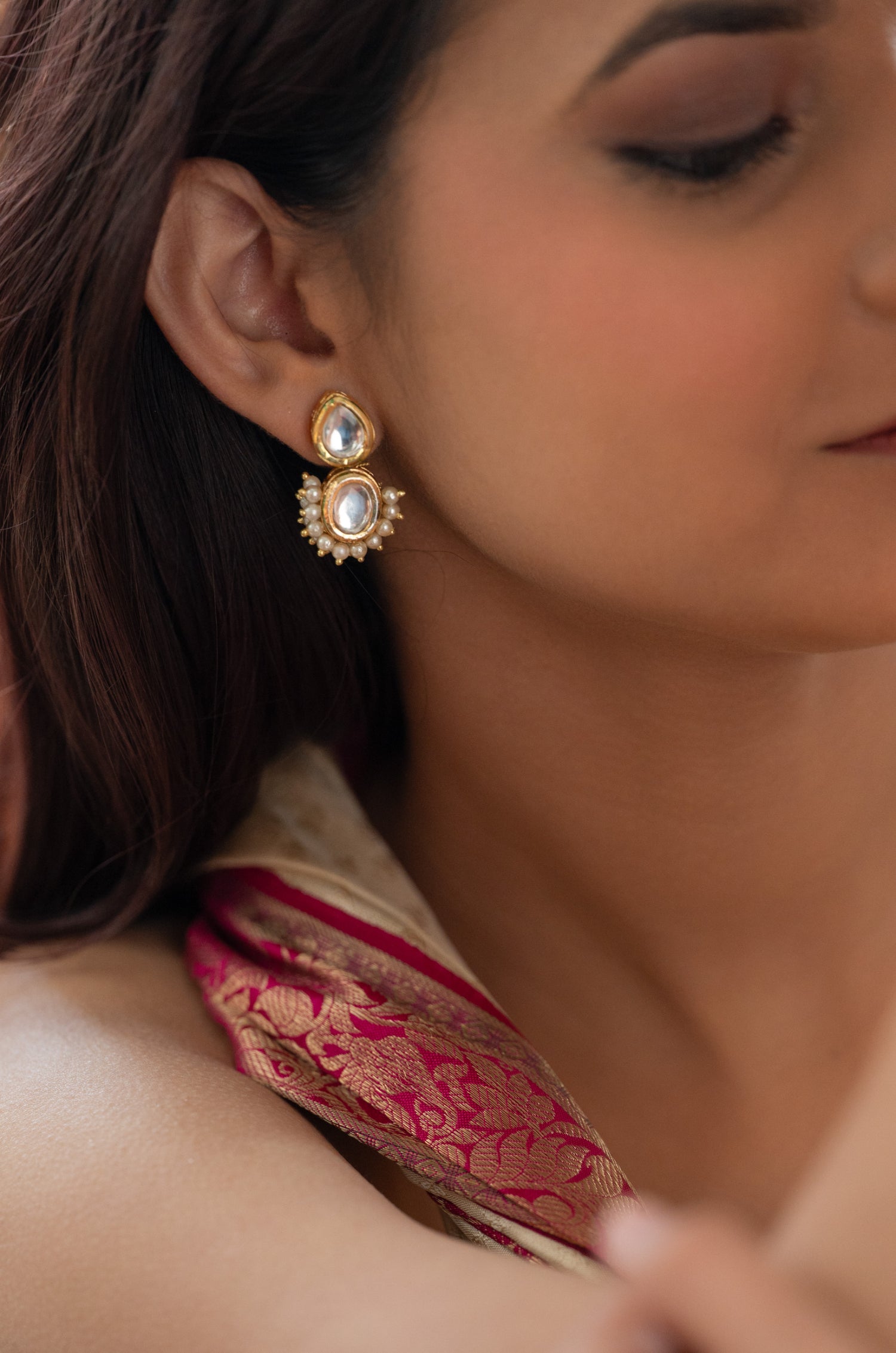 Aspin Kundan And Pearls Earrings