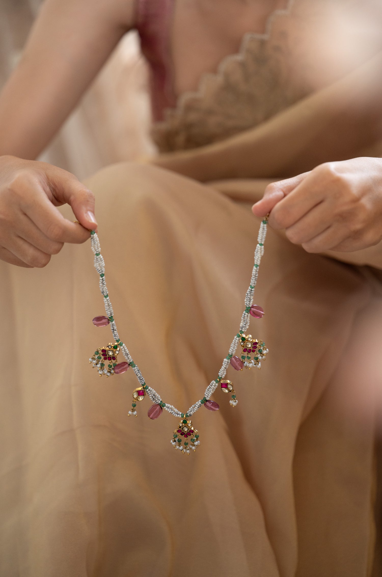 Rangriti Pink Kundan Necklace