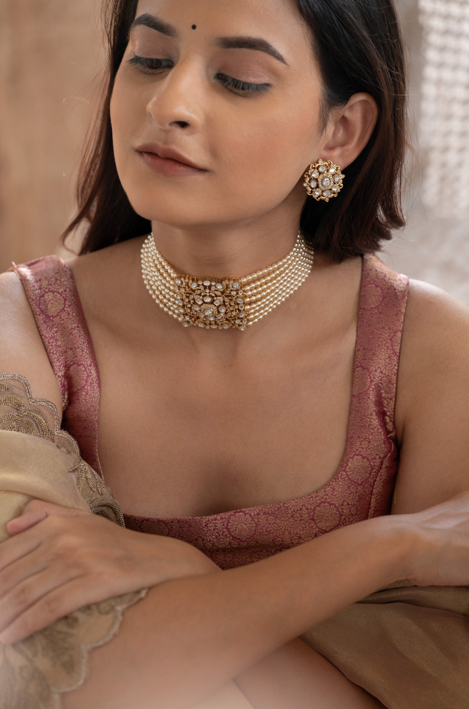 Kaisha Pearl Choker Necklace Set