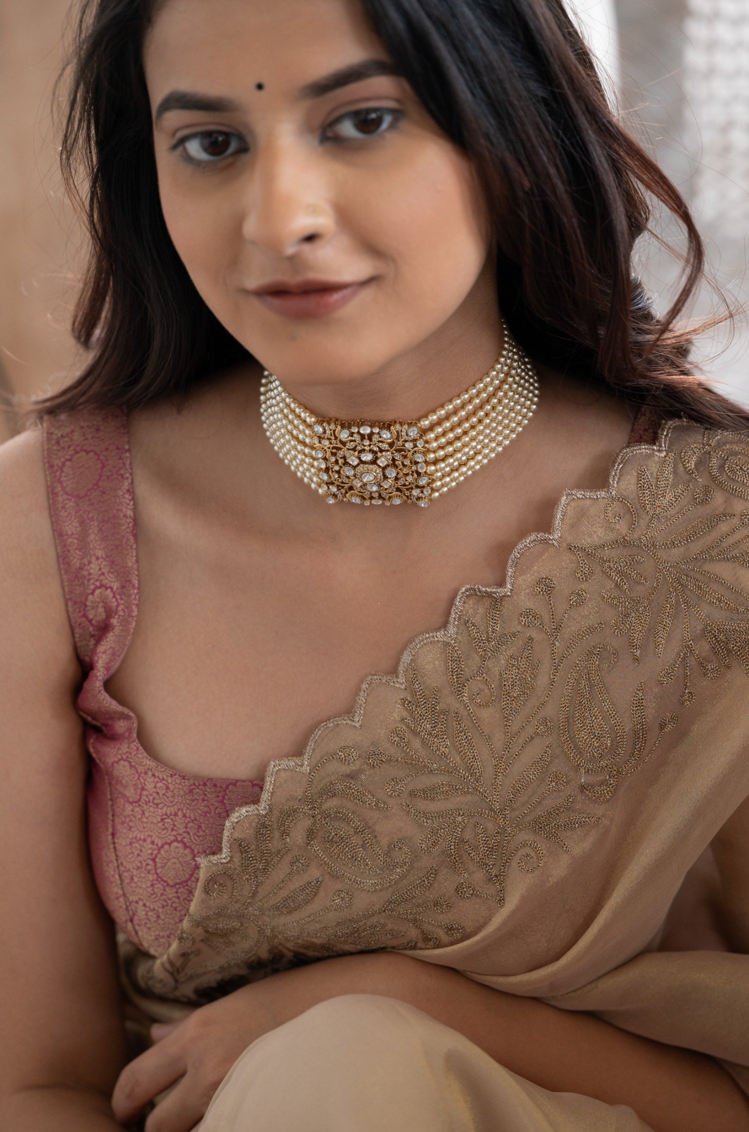 Kaisha Pearl Choker Necklace Set