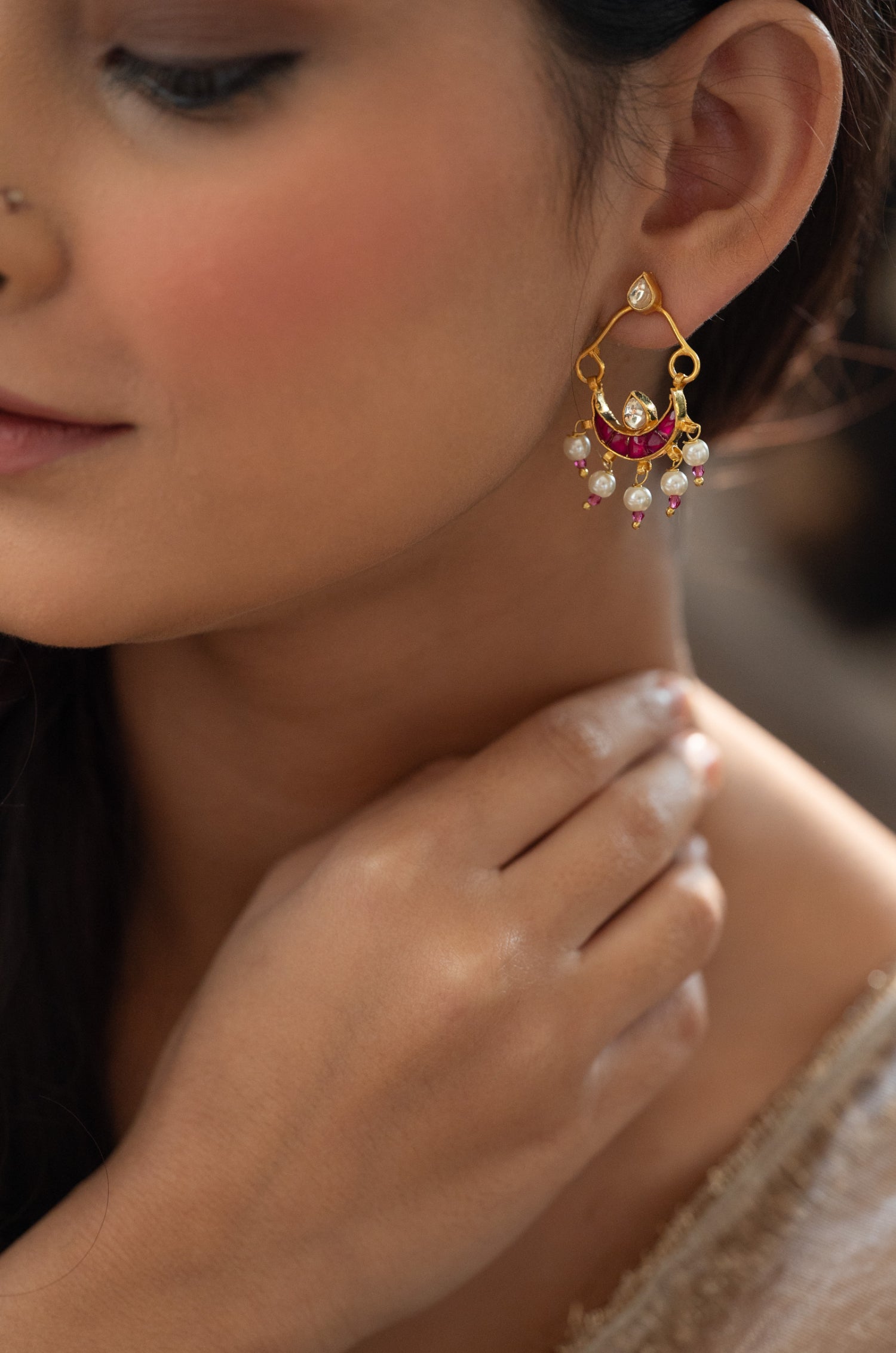 Erica Red Kundan Earrings