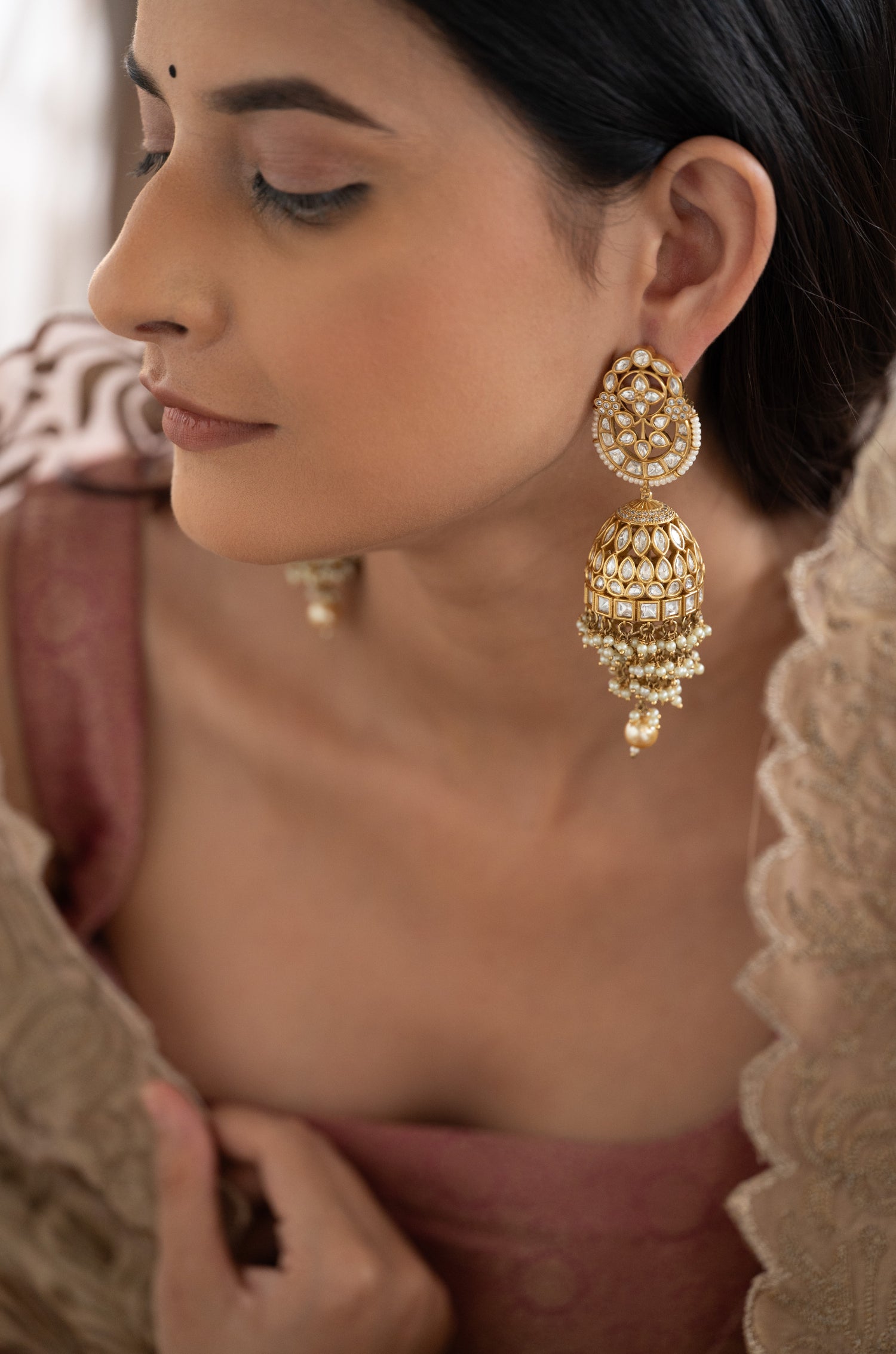 Zarmina Polki Jhumka Earrings