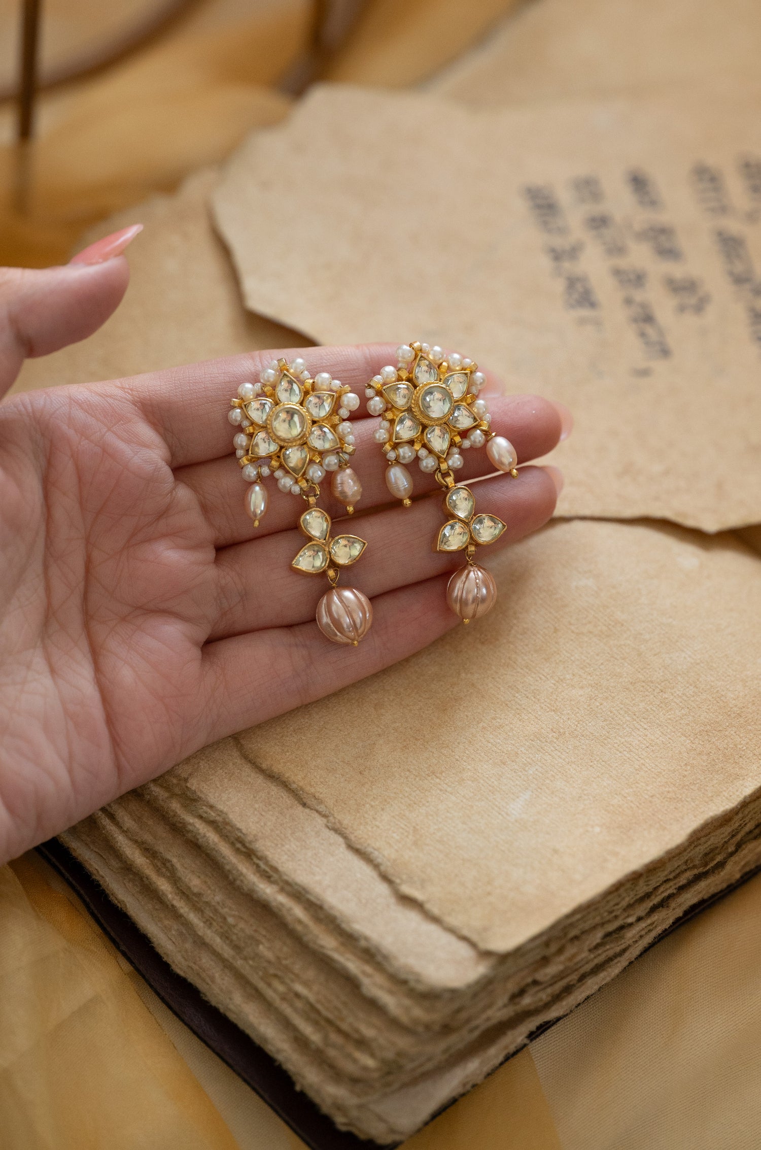 Rimjhim Pink Kundan Earrings