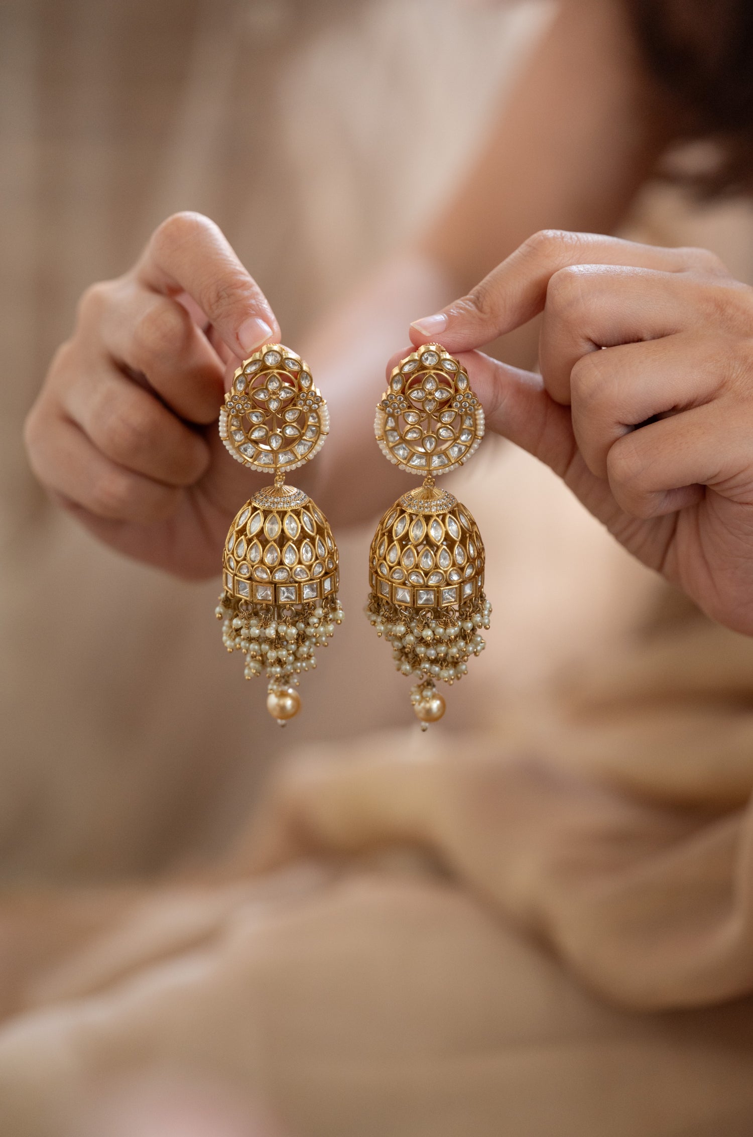 Zarmina Polki Jhumka Earrings
